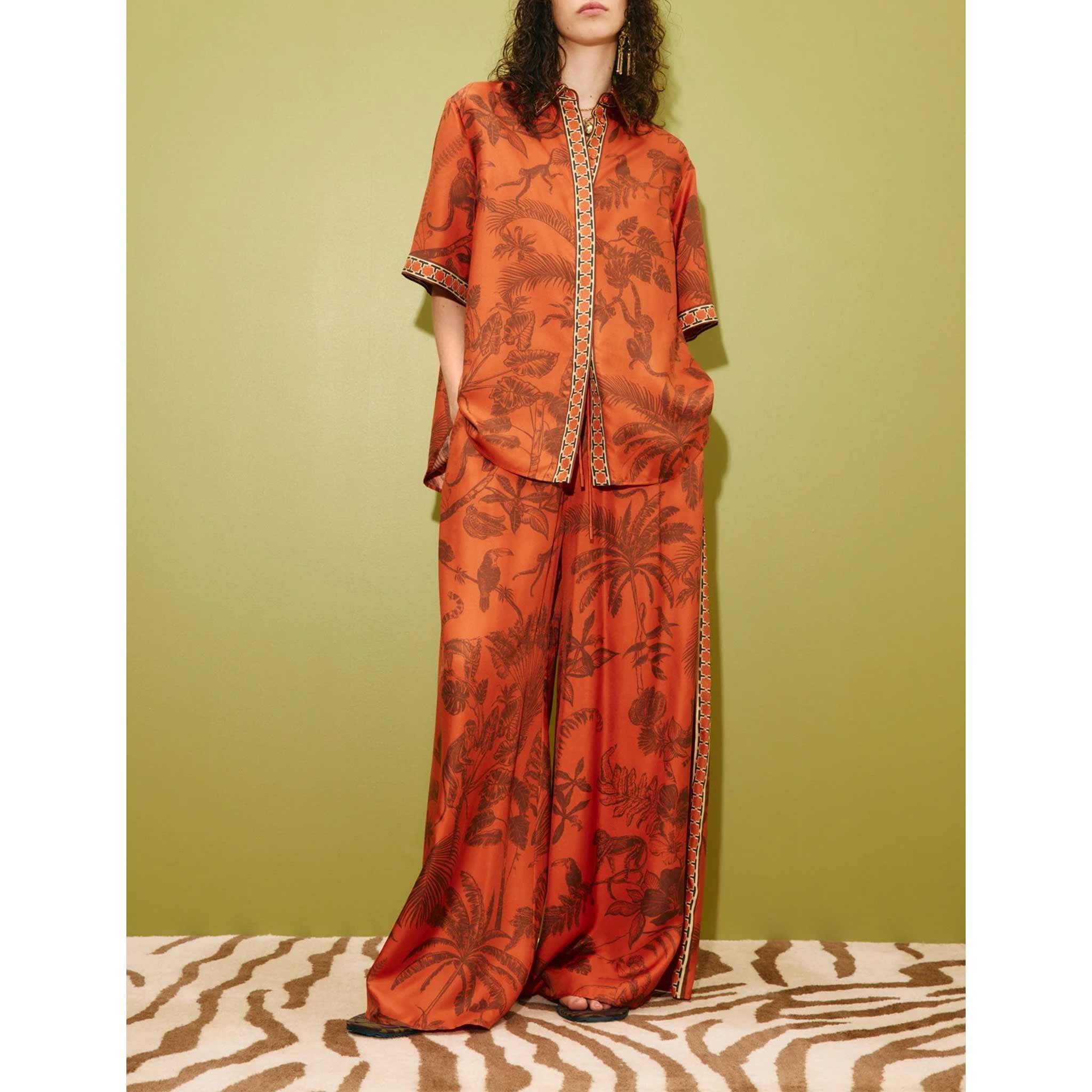 Monkey Dance Silk Palazzo Pant