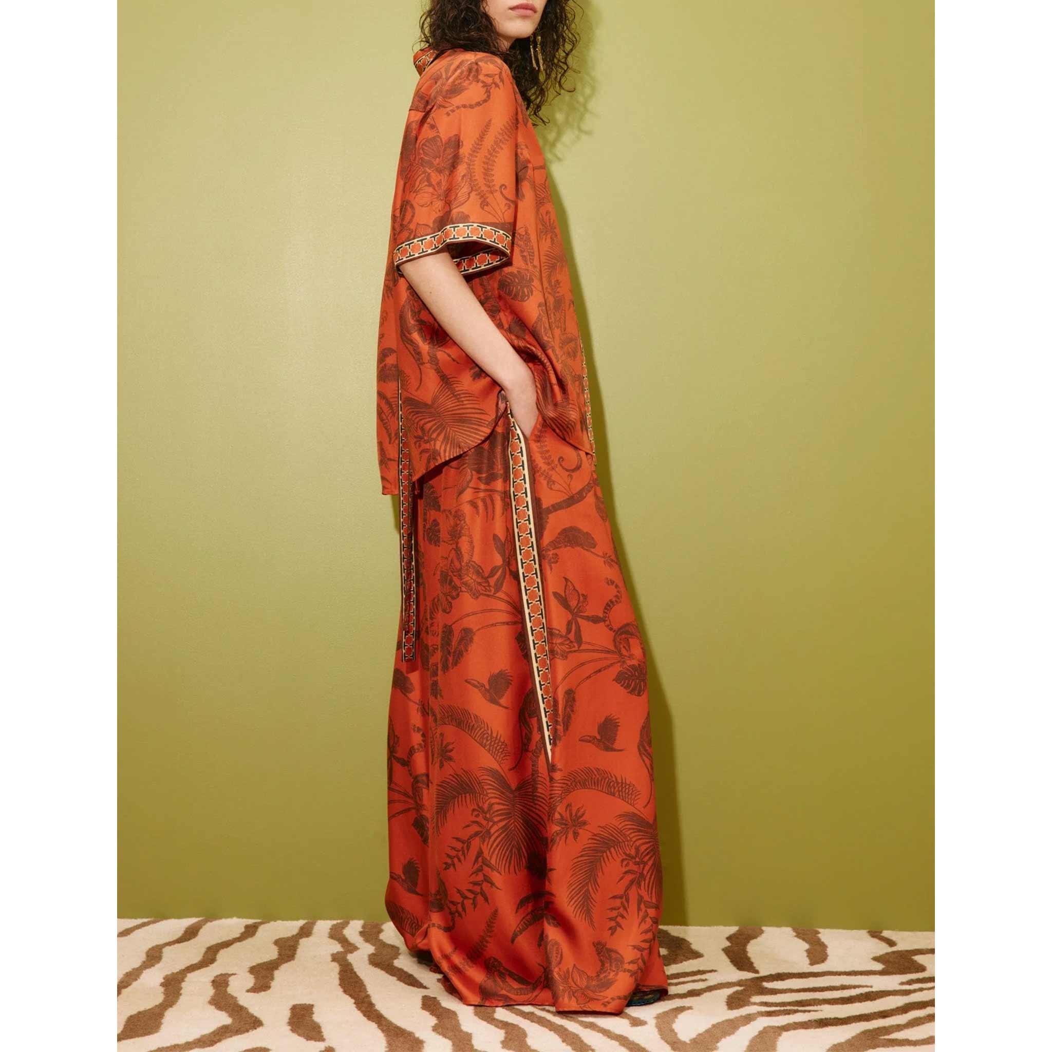Monkey Dance Silk Palazzo Pant