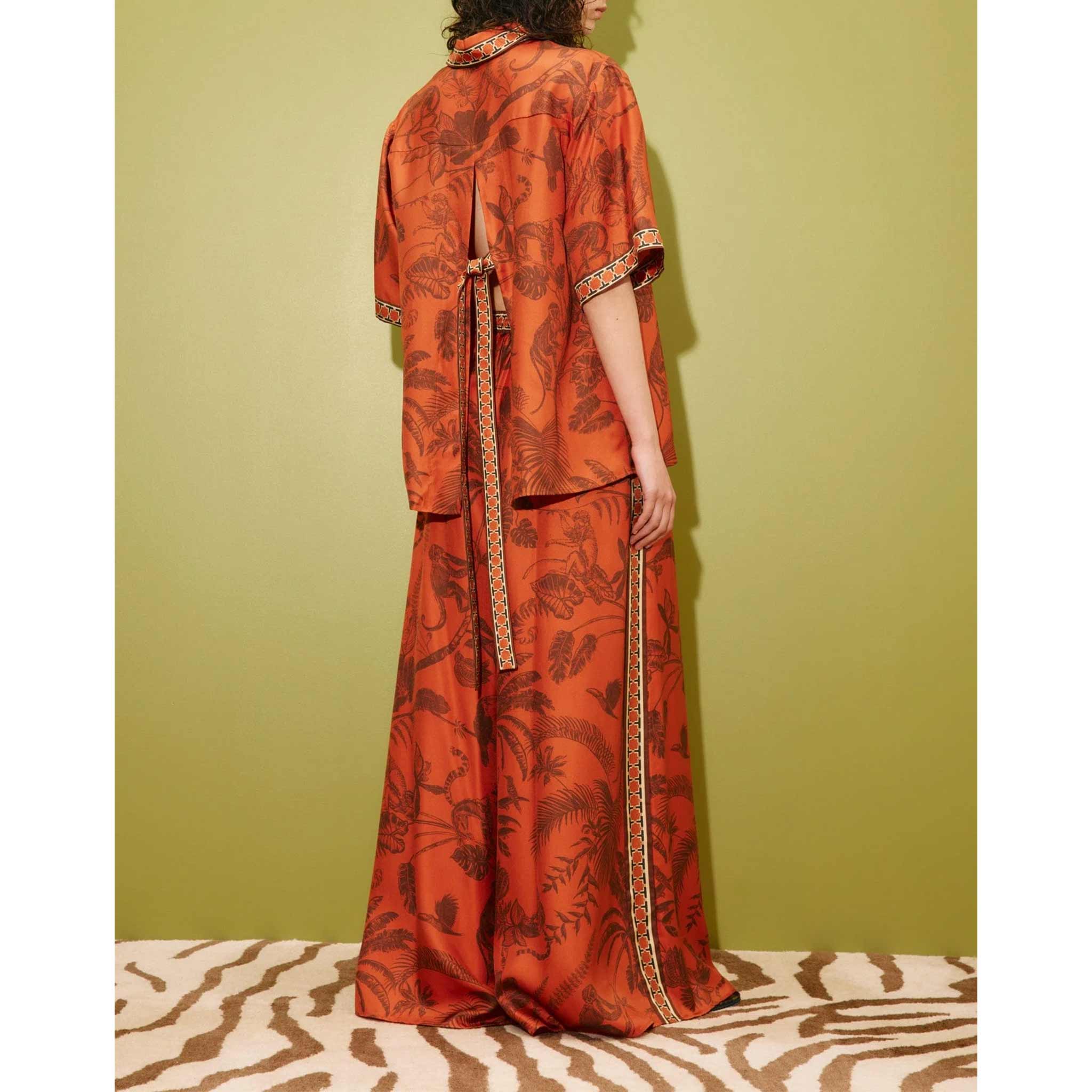 Monkey Dance Silk Palazzo Pant