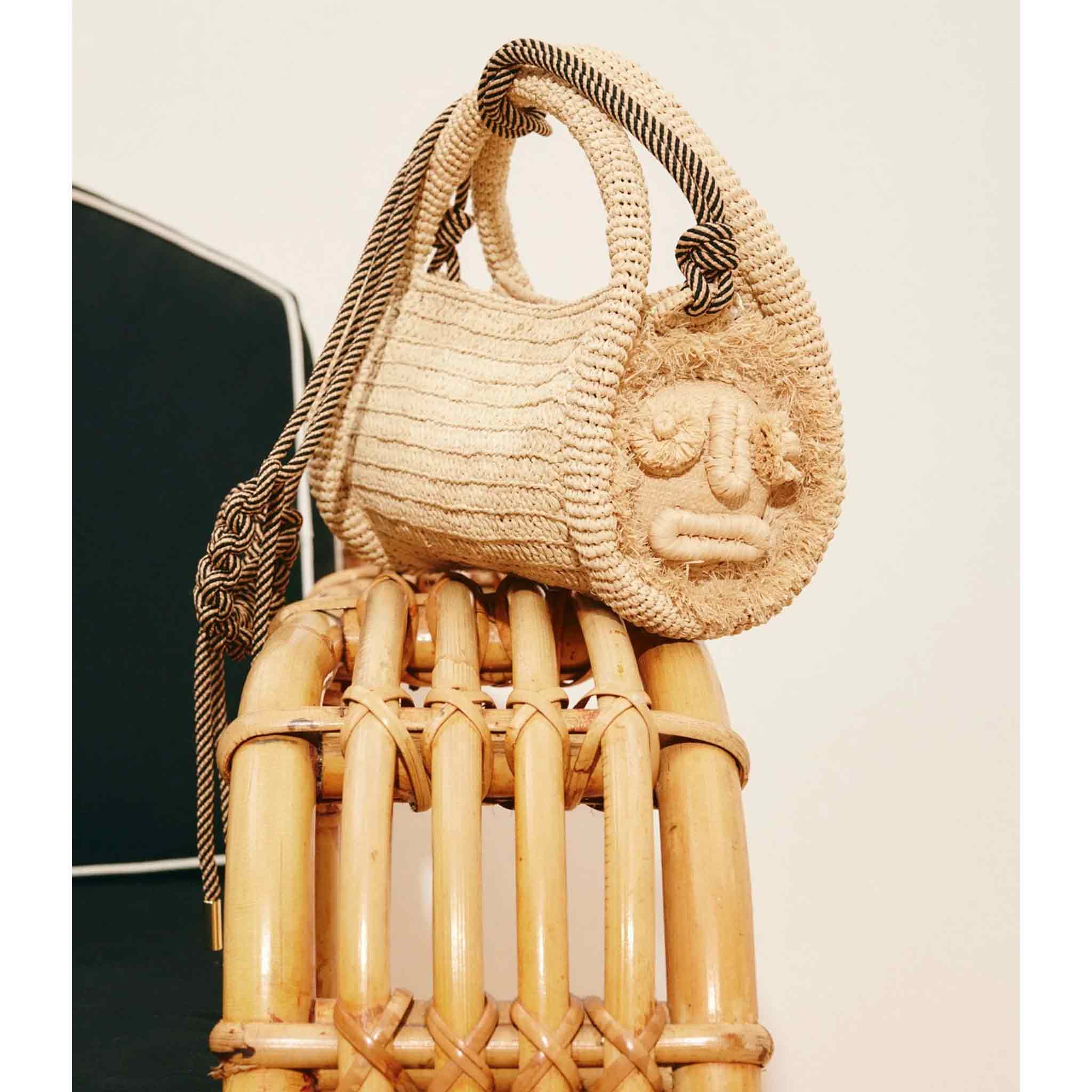 Sunlit Raffia Mini Barrel Bag