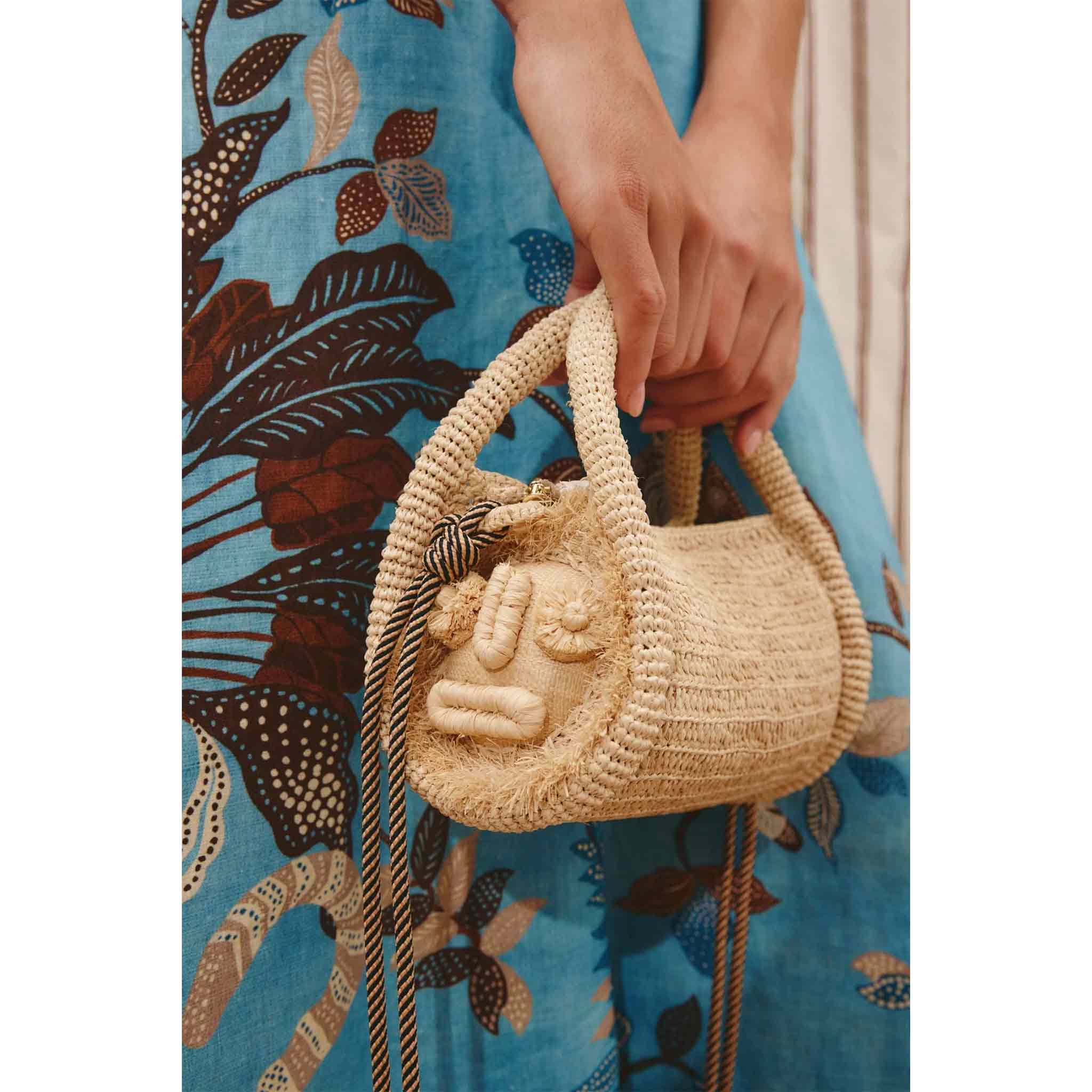 Sunlit Raffia Mini Barrel Bag