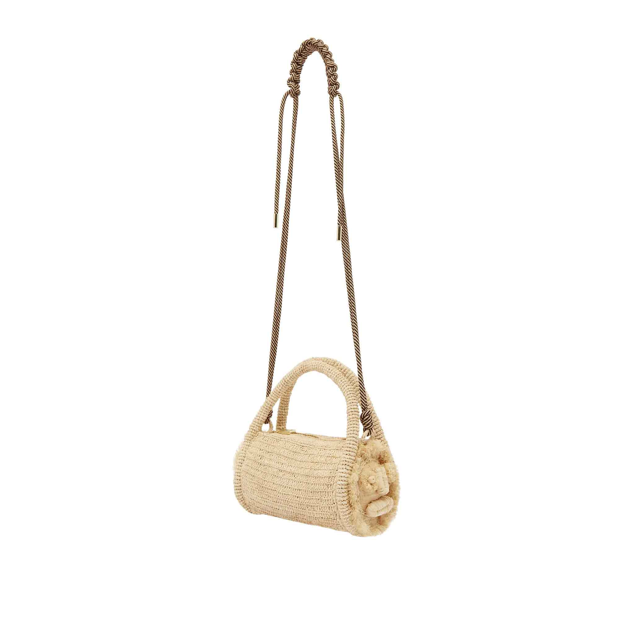 Sunlit Raffia Mini Barrel Bag