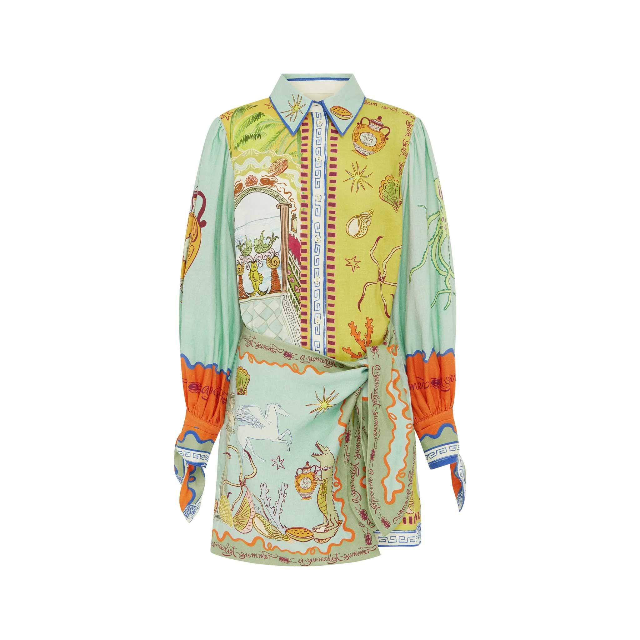 Surrealist Summer Mini Shirtdress