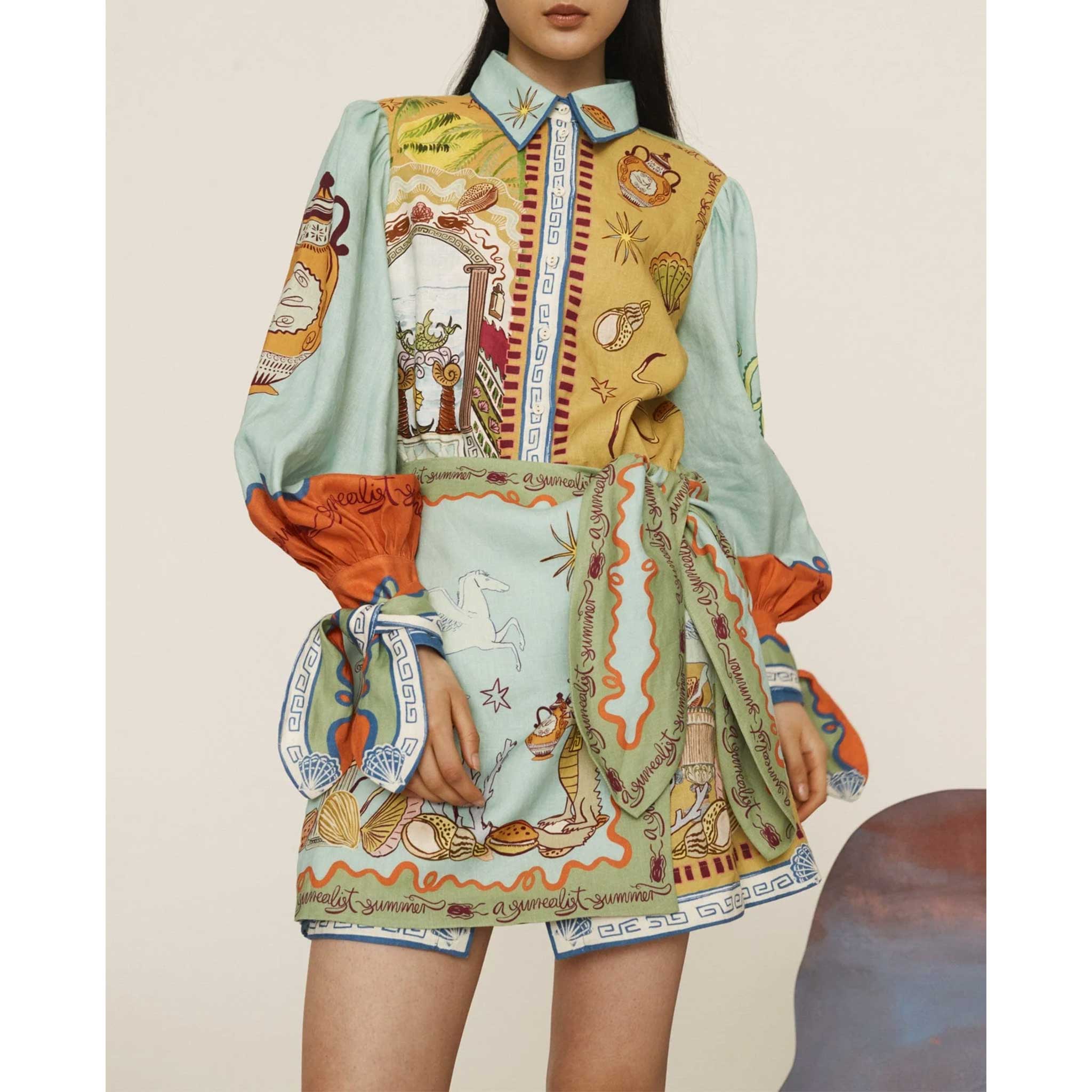 Surrealist Summer Mini Shirtdress