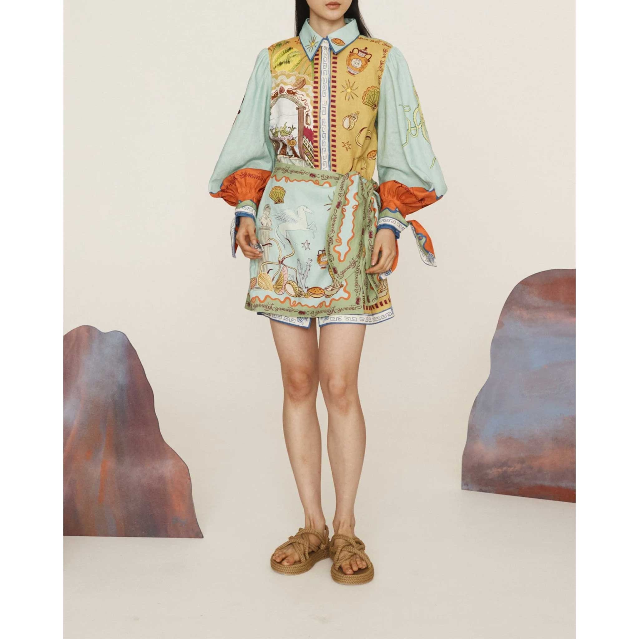 Surrealist Summer Mini Shirtdress