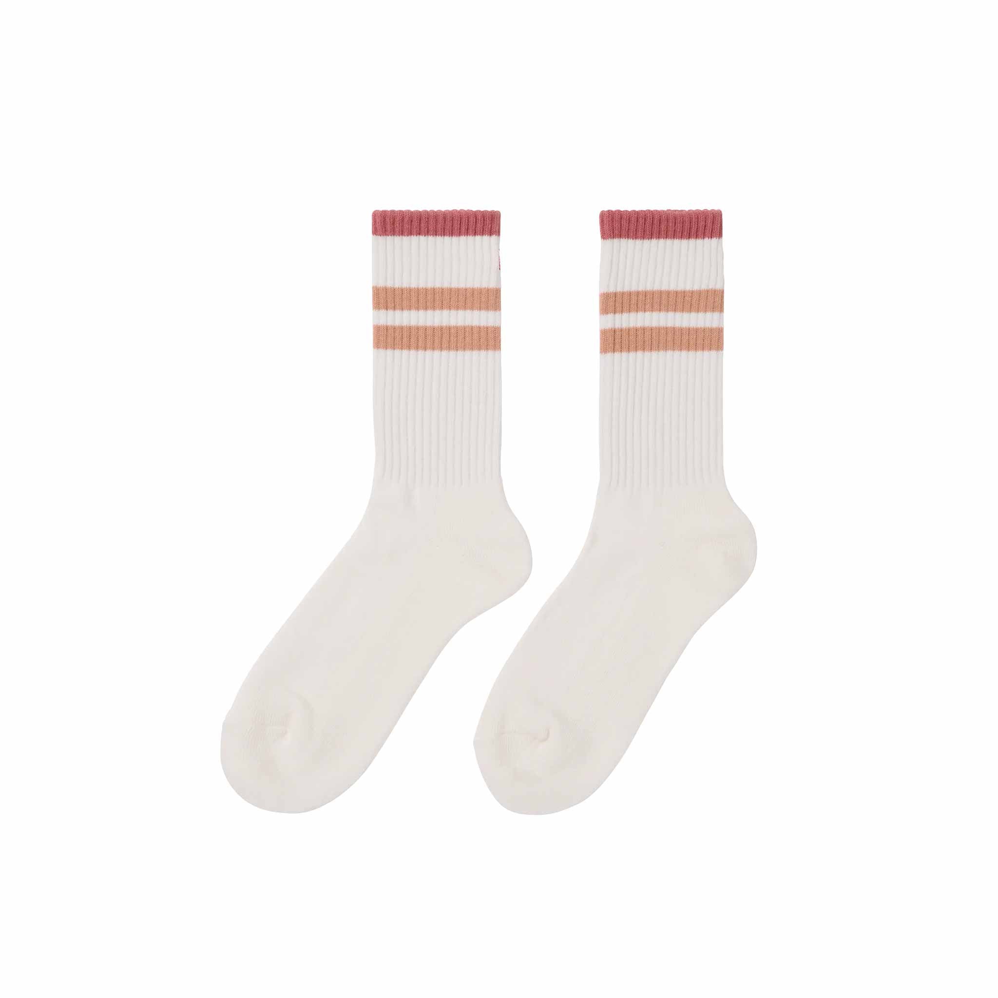 Oslo Crew Socks in White/Apricot