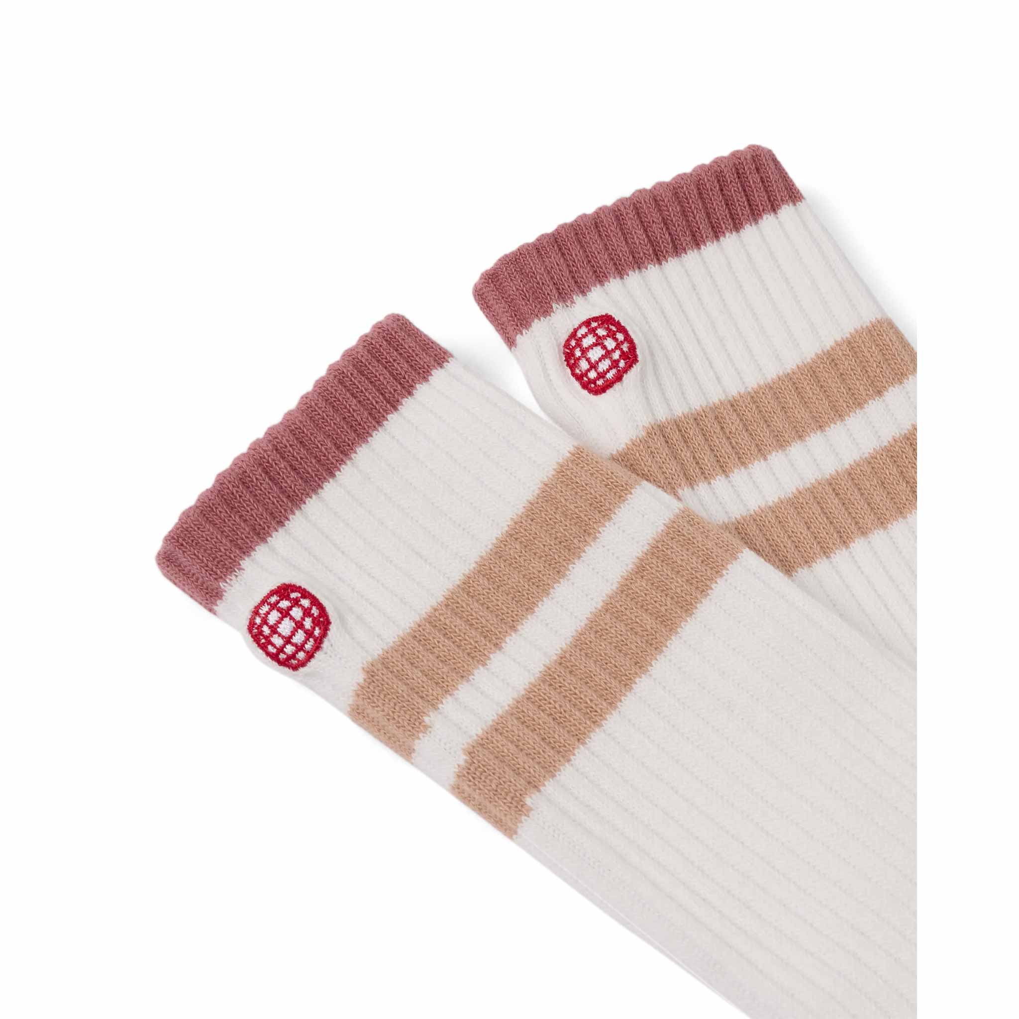 Oslo Crew Socks in White/Apricot