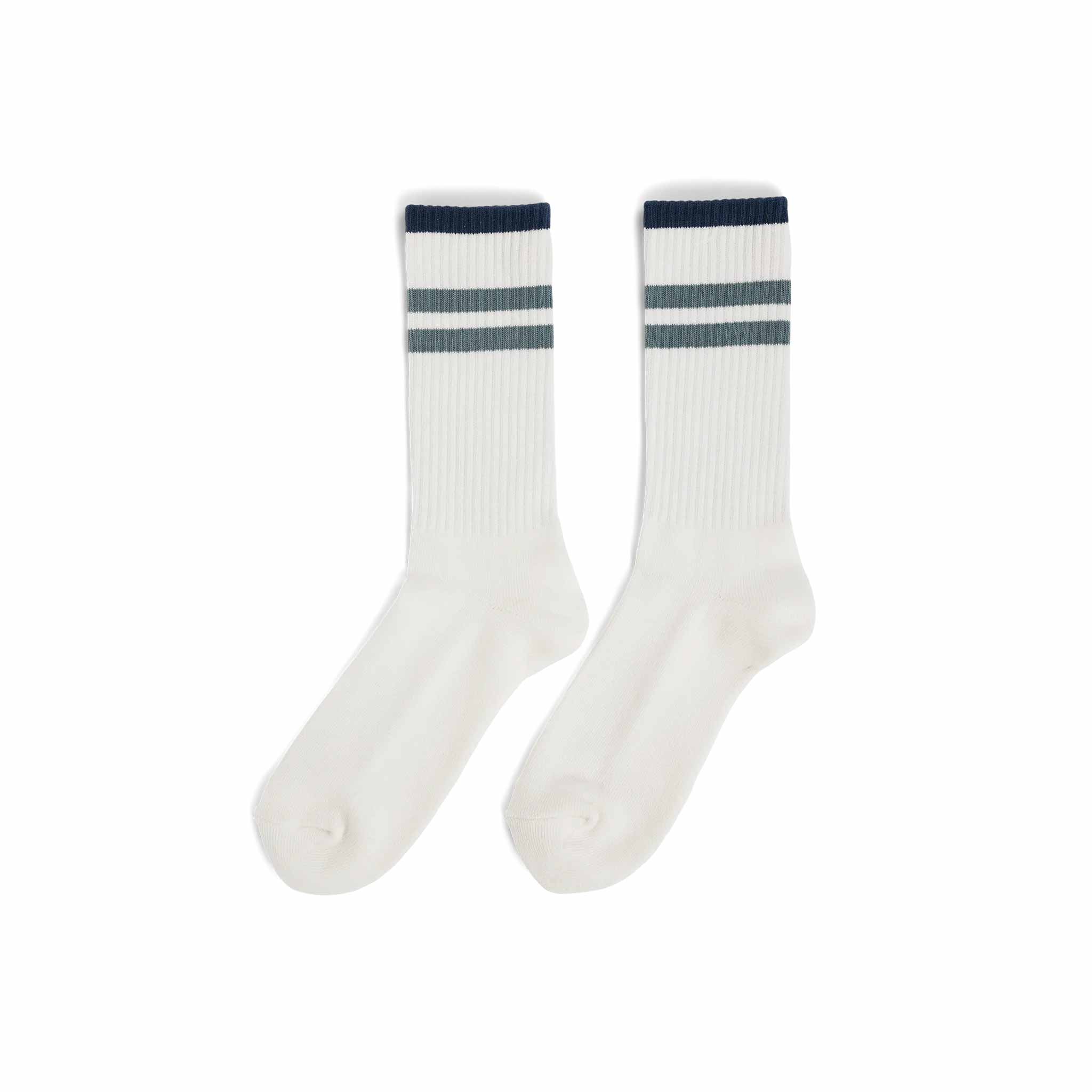 Oslo Crew Socks in White/Stormy Blue