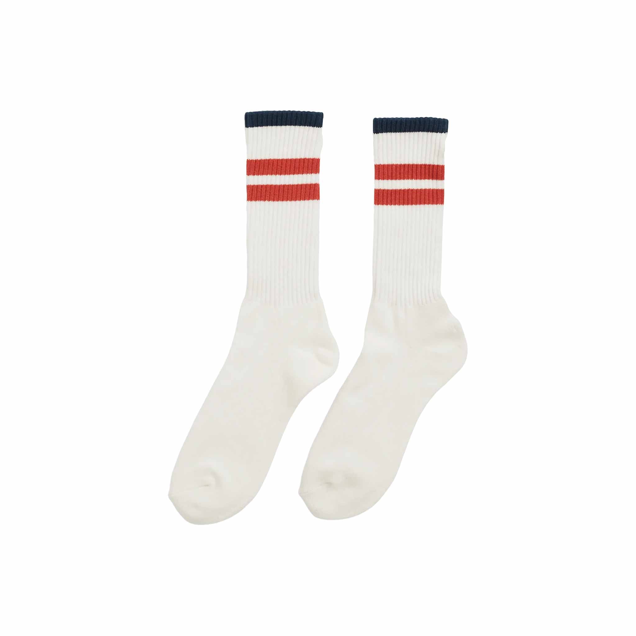 Oslo Crew Socks in White/Red