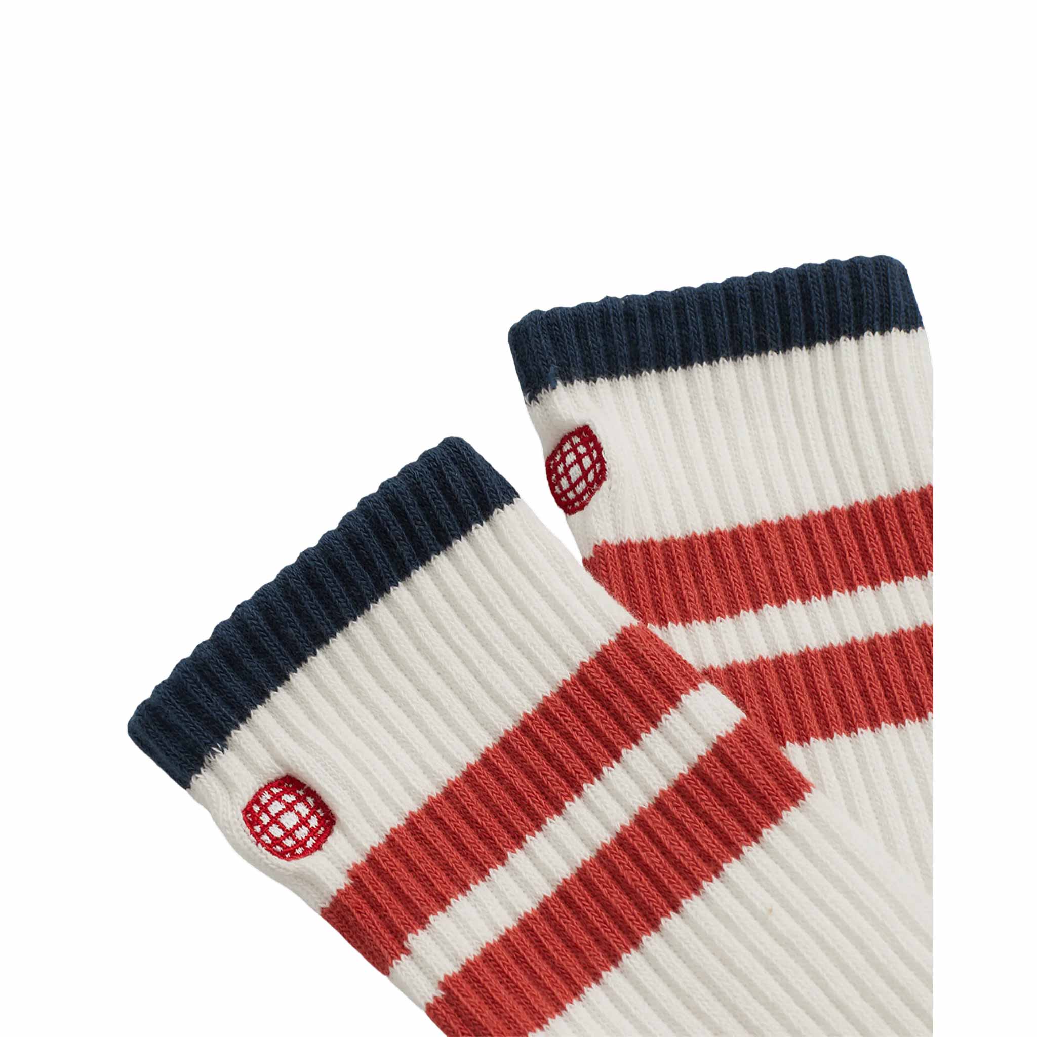 Oslo Crew Socks in White/Red