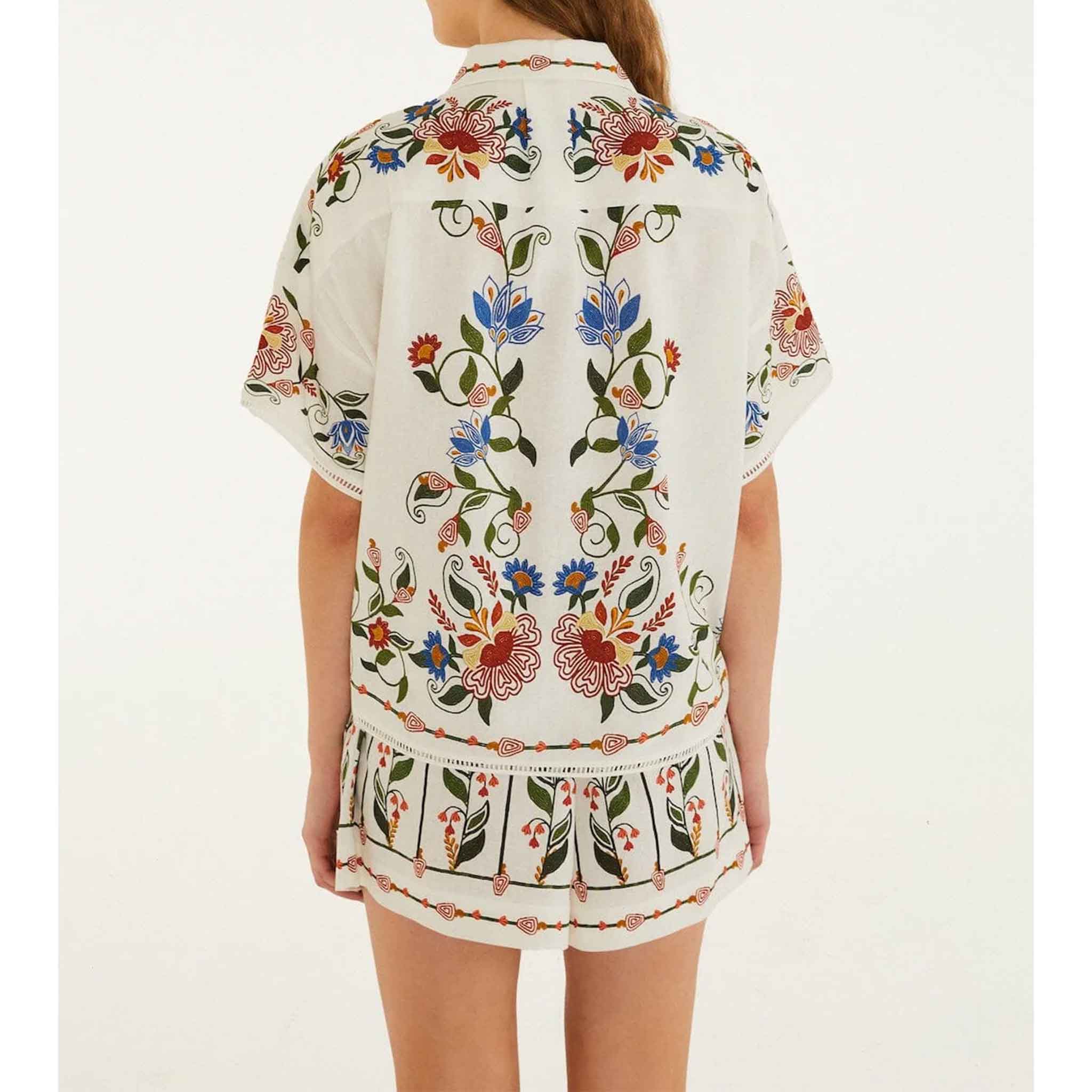 Stitched Garden Blouse in Off White