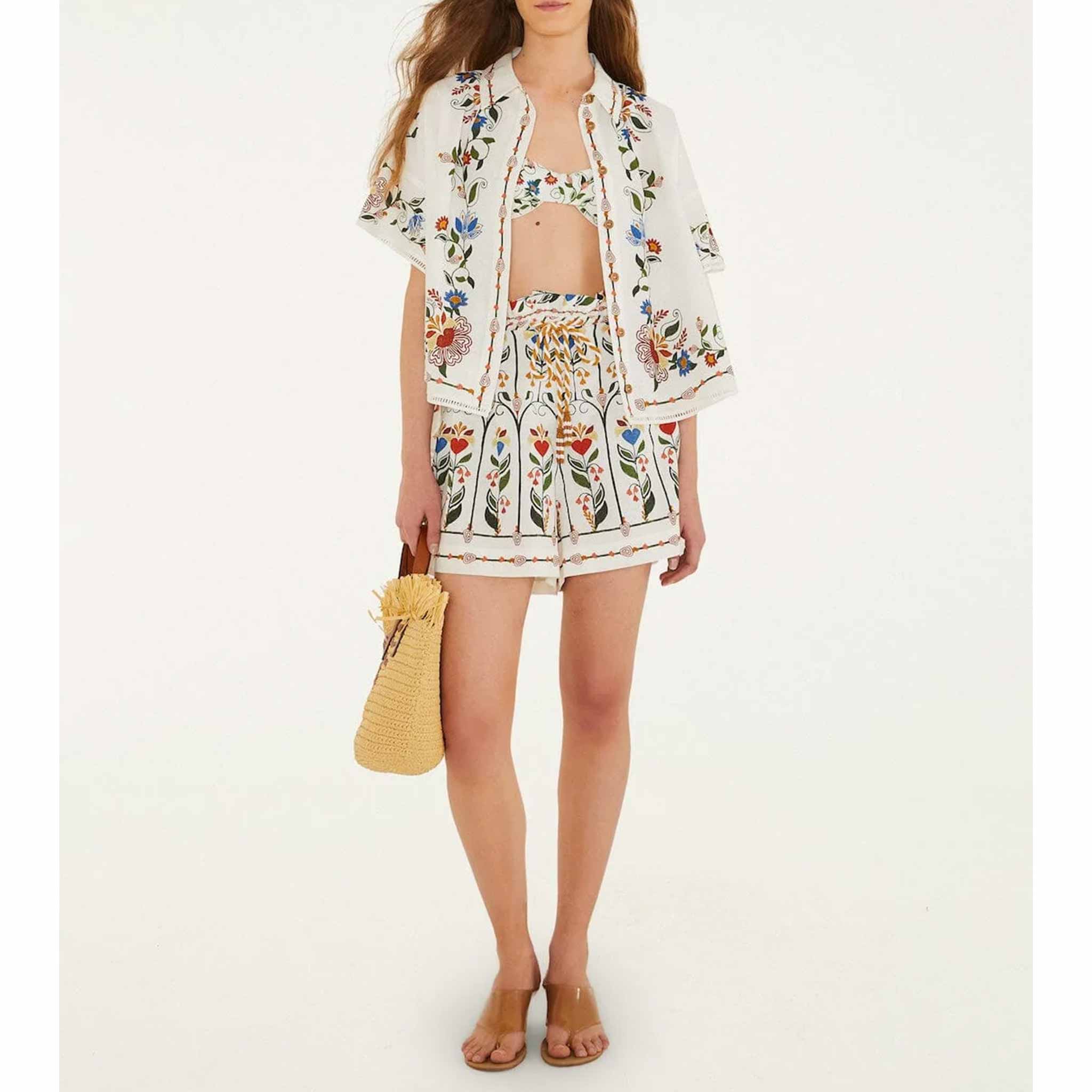 Stitched Garden Shorts in Off White
