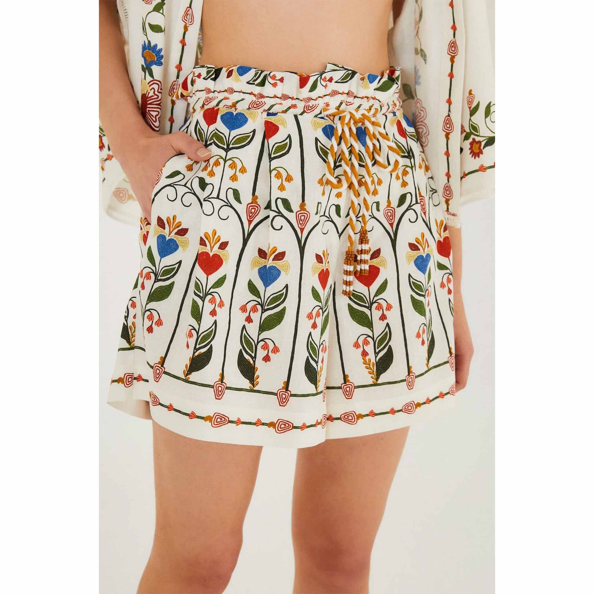 Stitched Garden Shorts in Off White