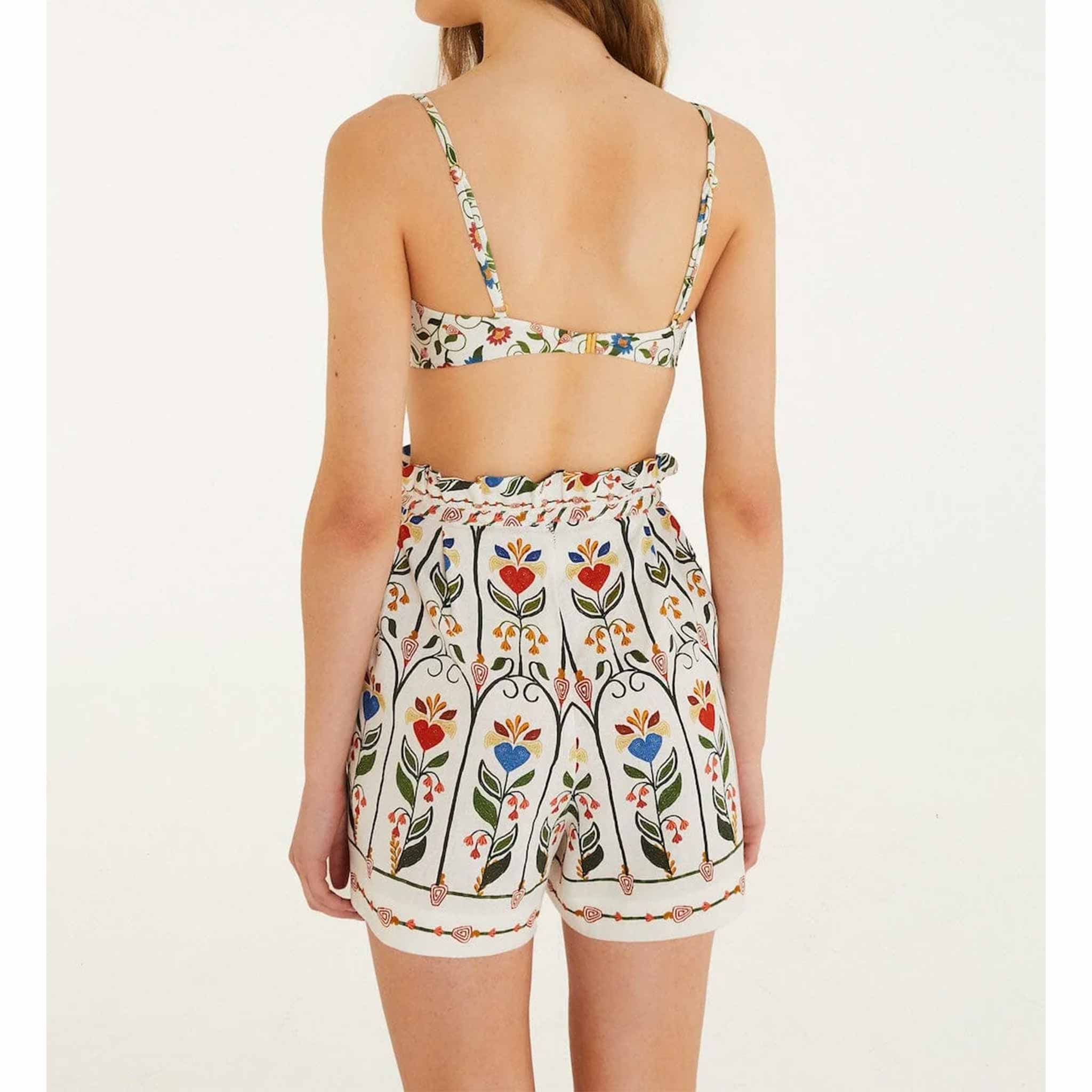 Stitched Garden Shorts in Off White