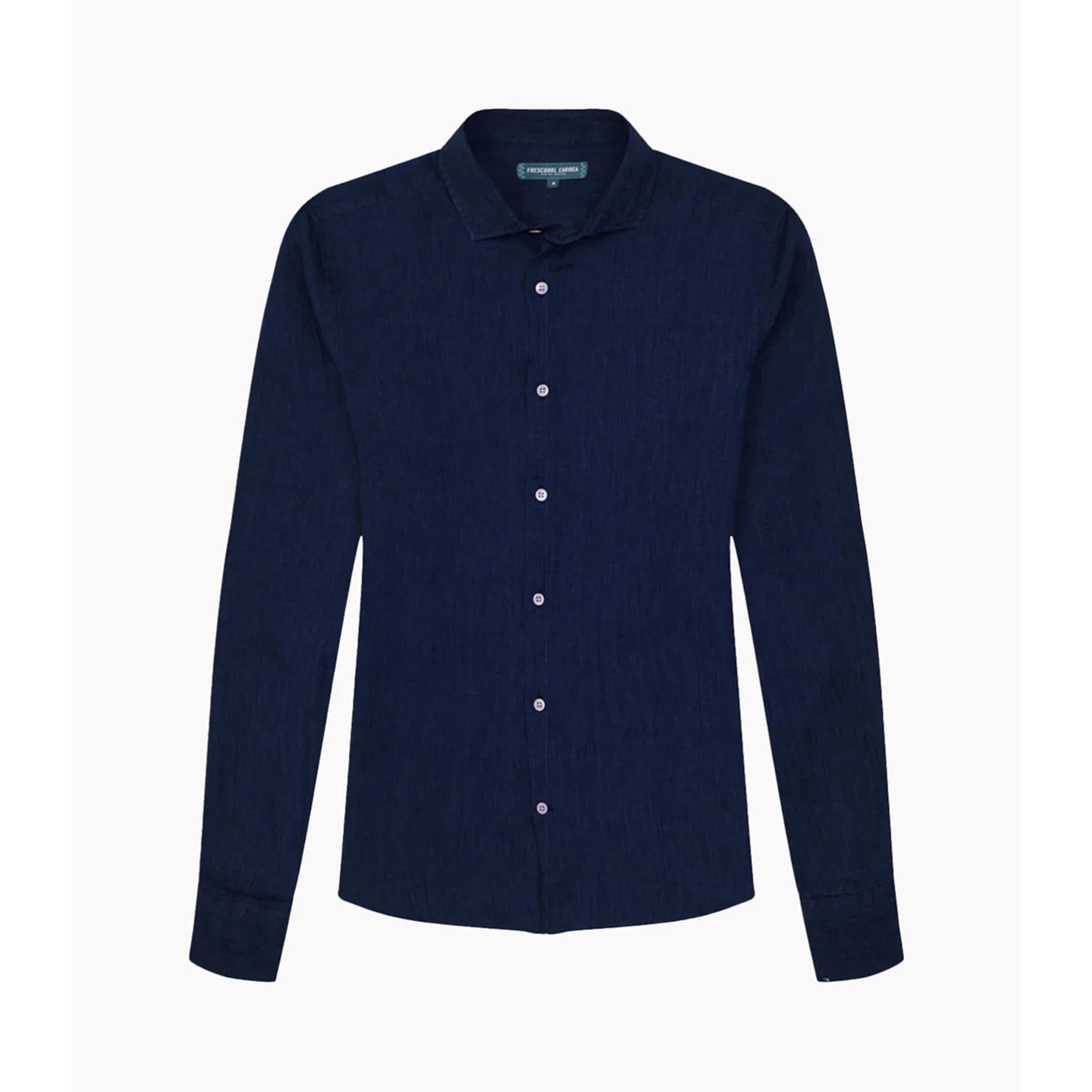 Antonio Linen Shirt in Midnight Blue