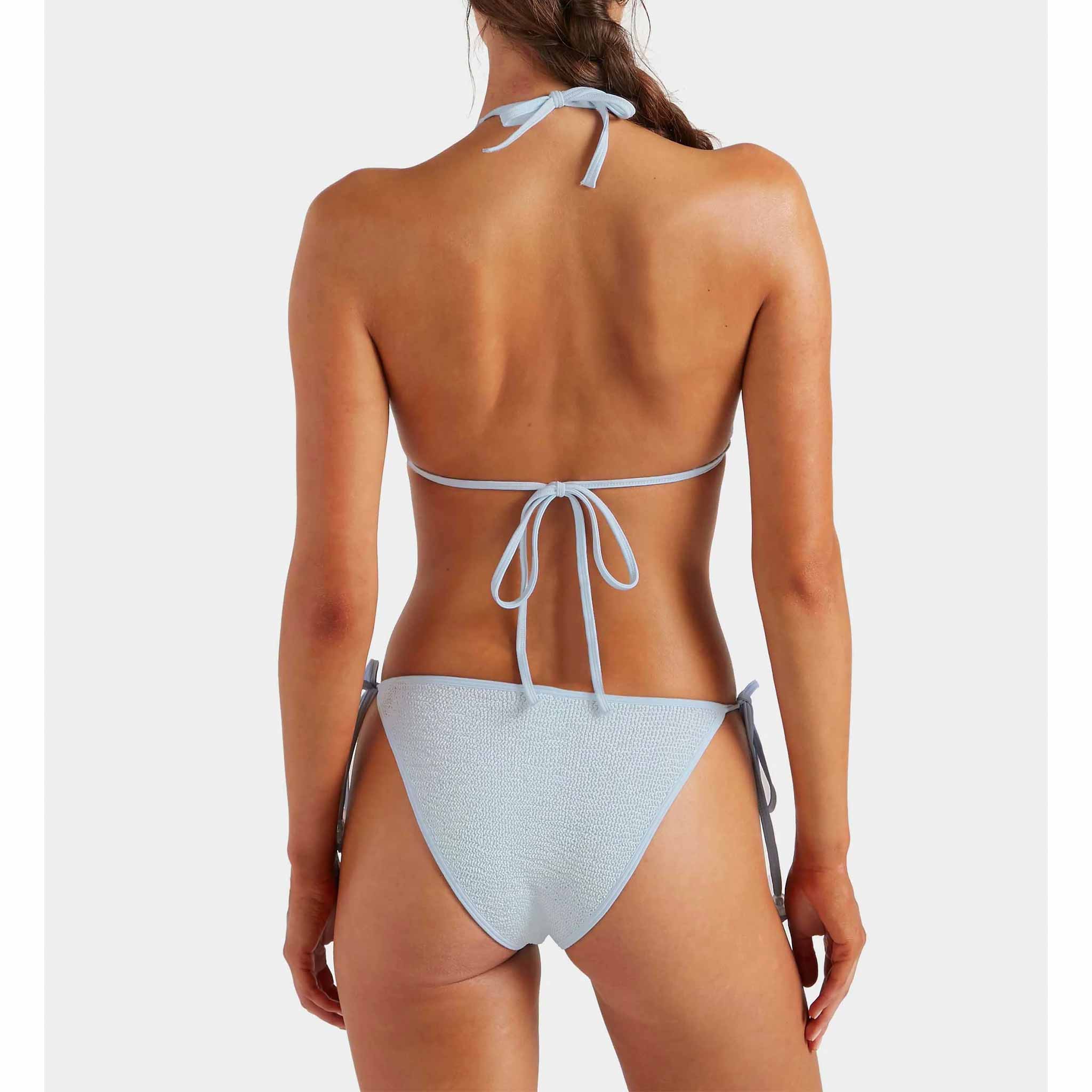 Gina Beaded Bikini in Metallic Ice Blue