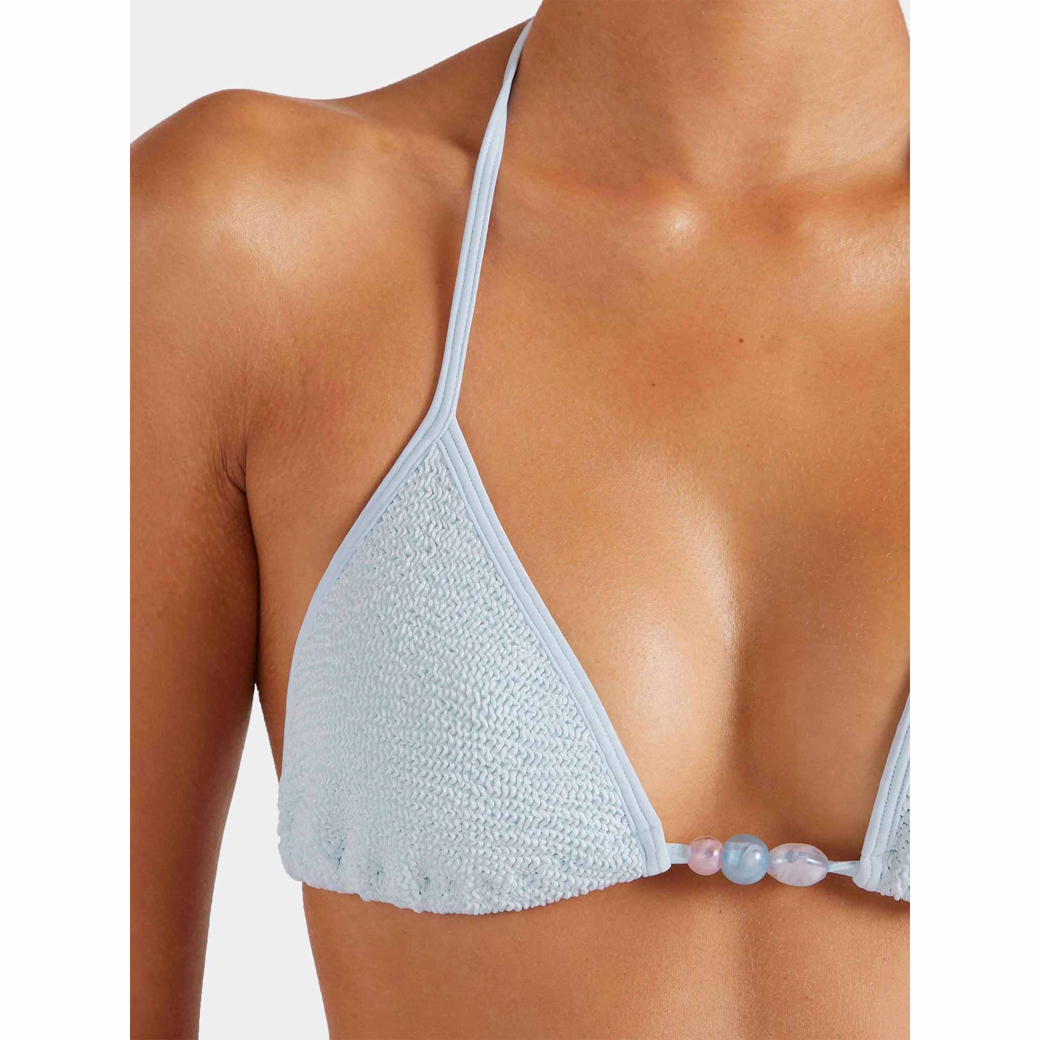 Gina Beaded Bikini in Metallic Ice Blue