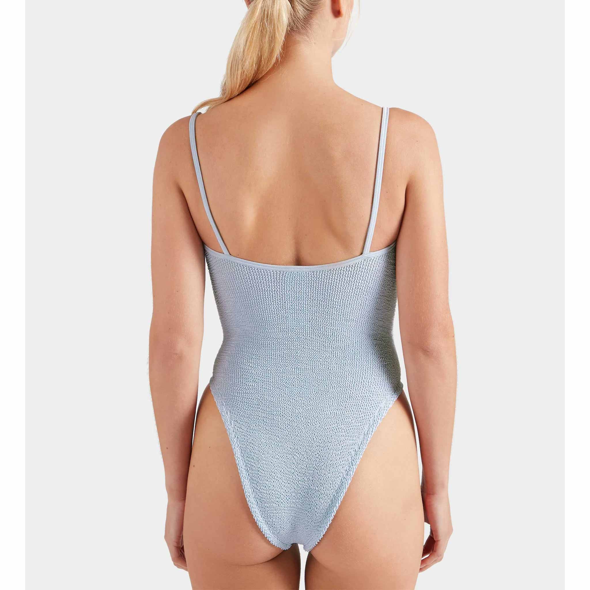 Mia Beaded Swim in Metallic Ice Blue