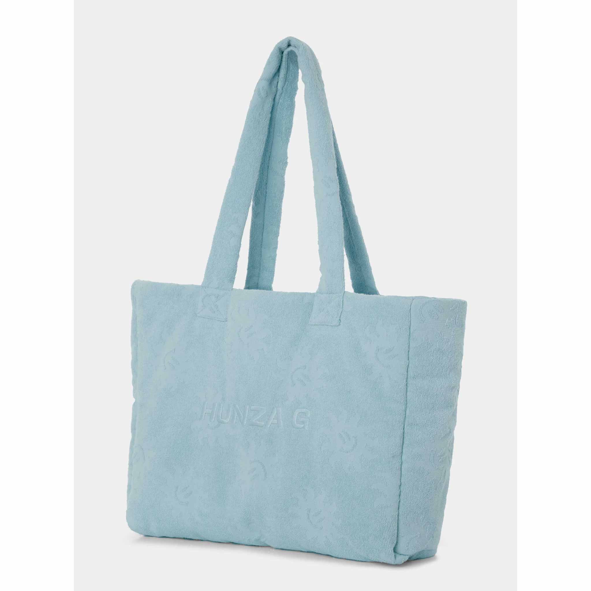 Sunny Towelling Beach Bag in Metallic Ice Blue