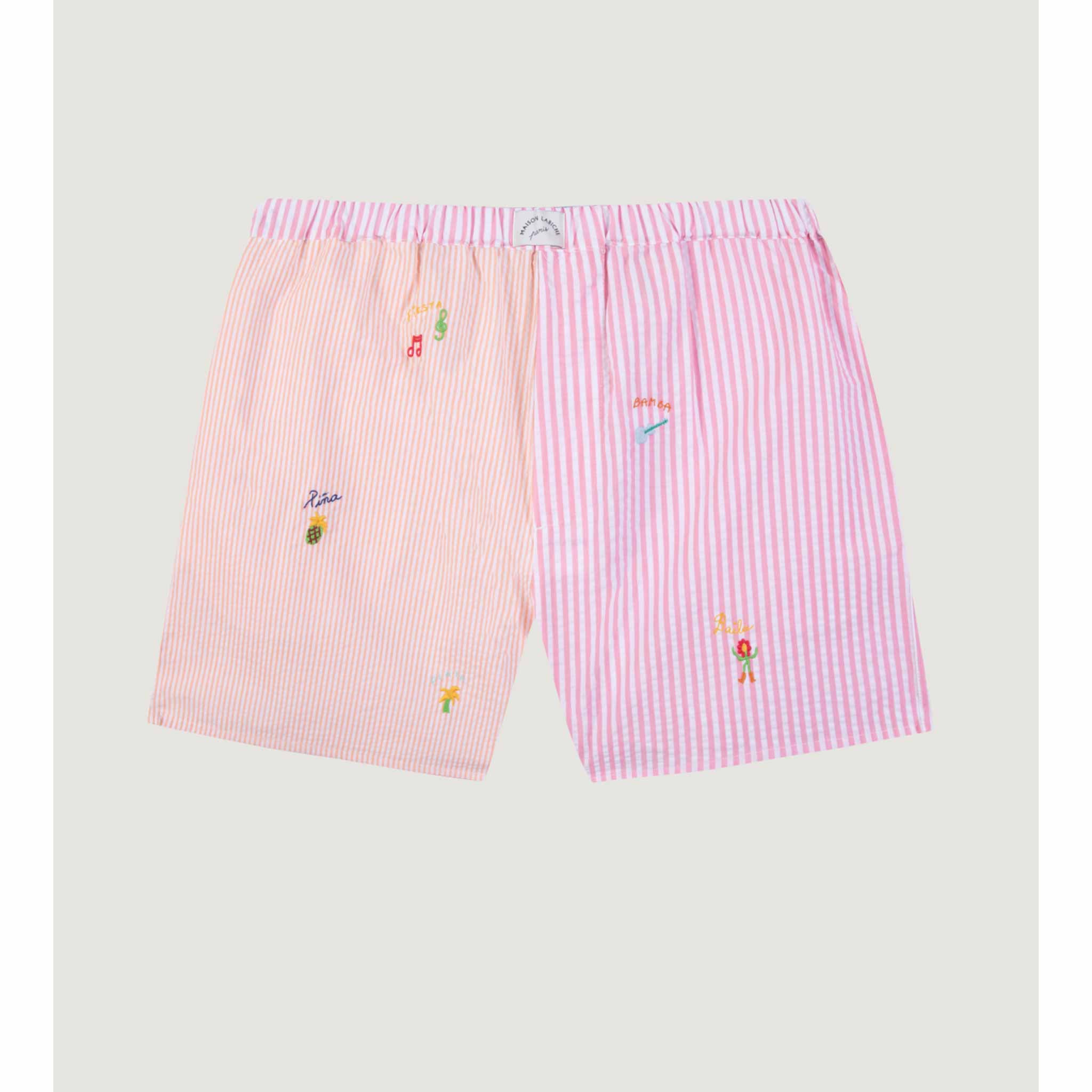 Orange Seersucker Shorts