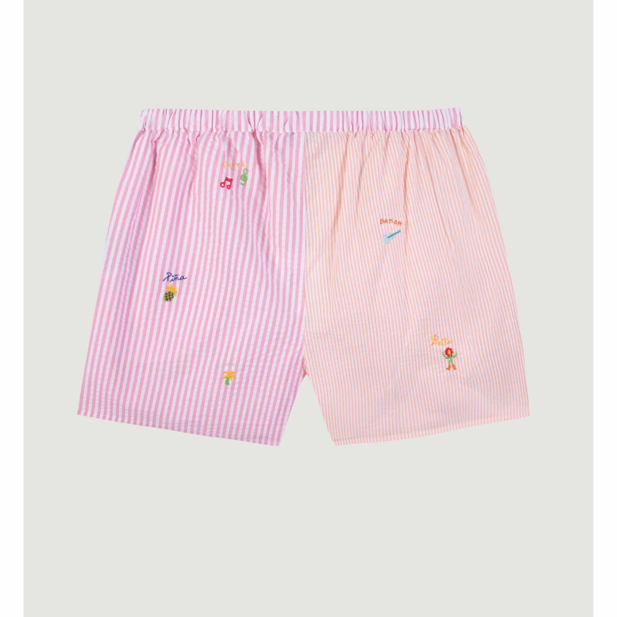 Orange Seersucker Shorts