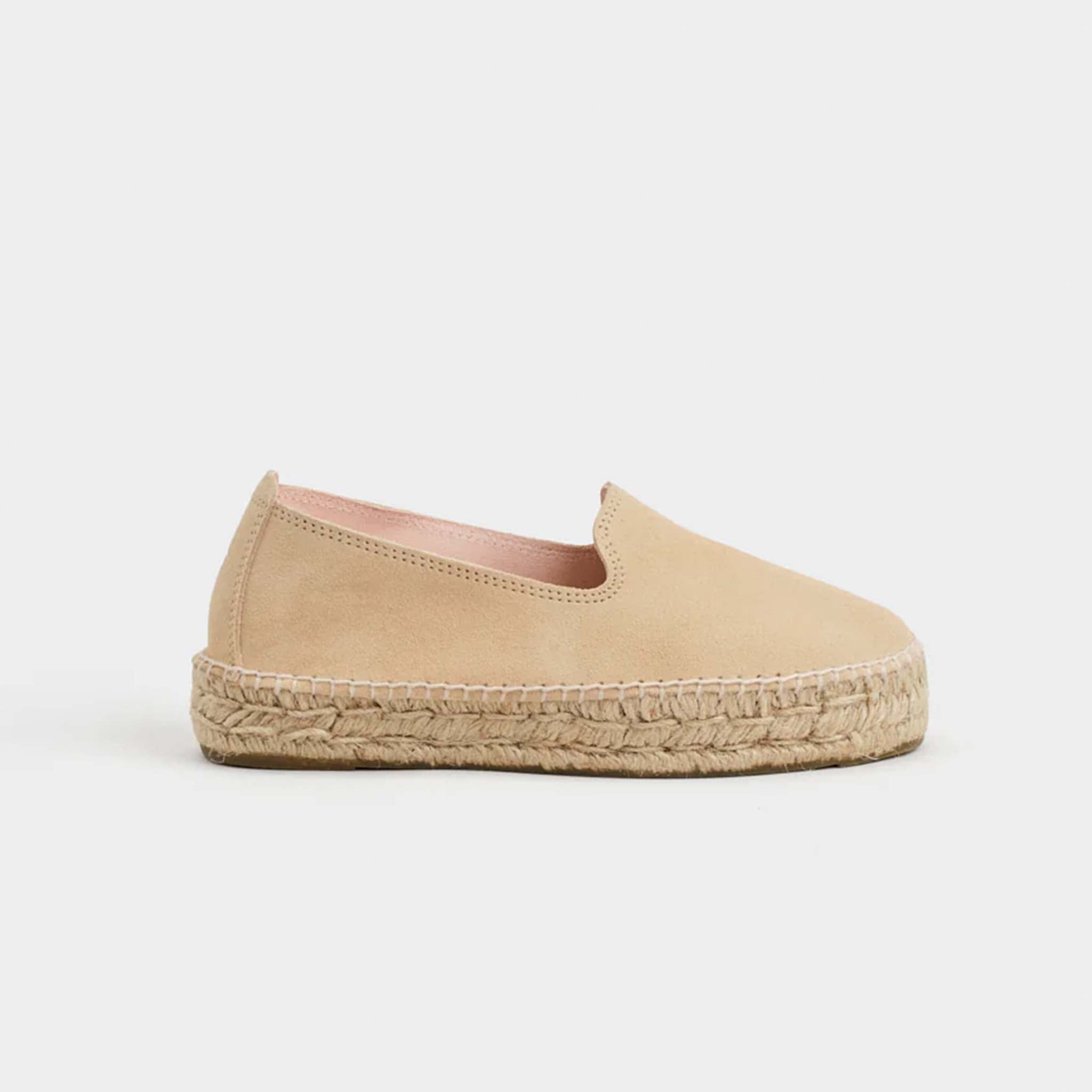 Double Sole Espadrille in Suede Champagne