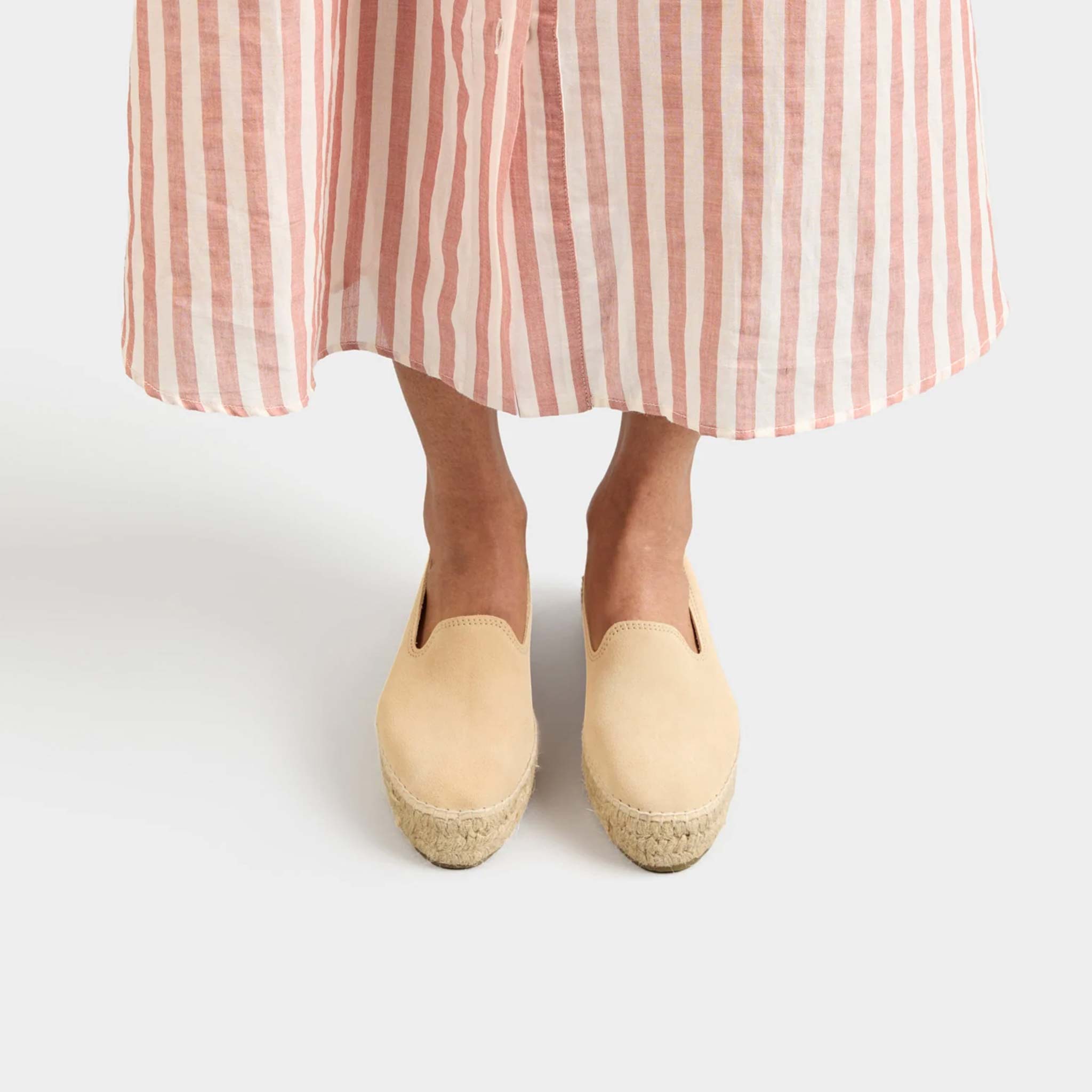 Double Sole Espadrille in Suede Champagne