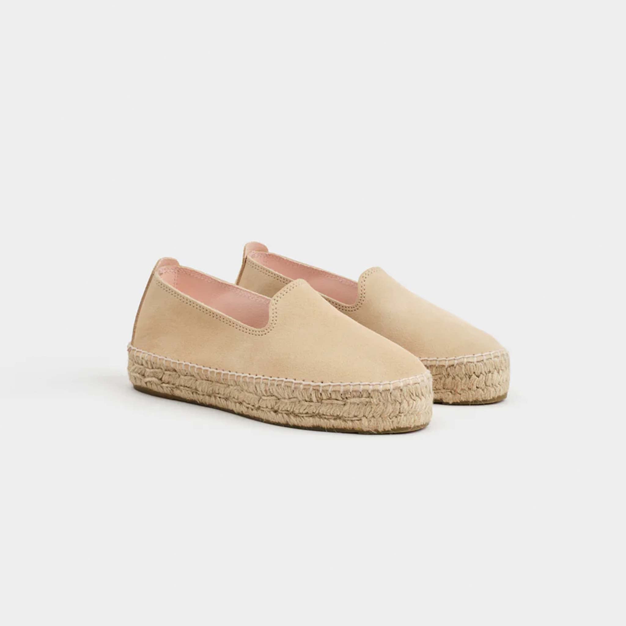 Double Sole Espadrille in Suede Champagne