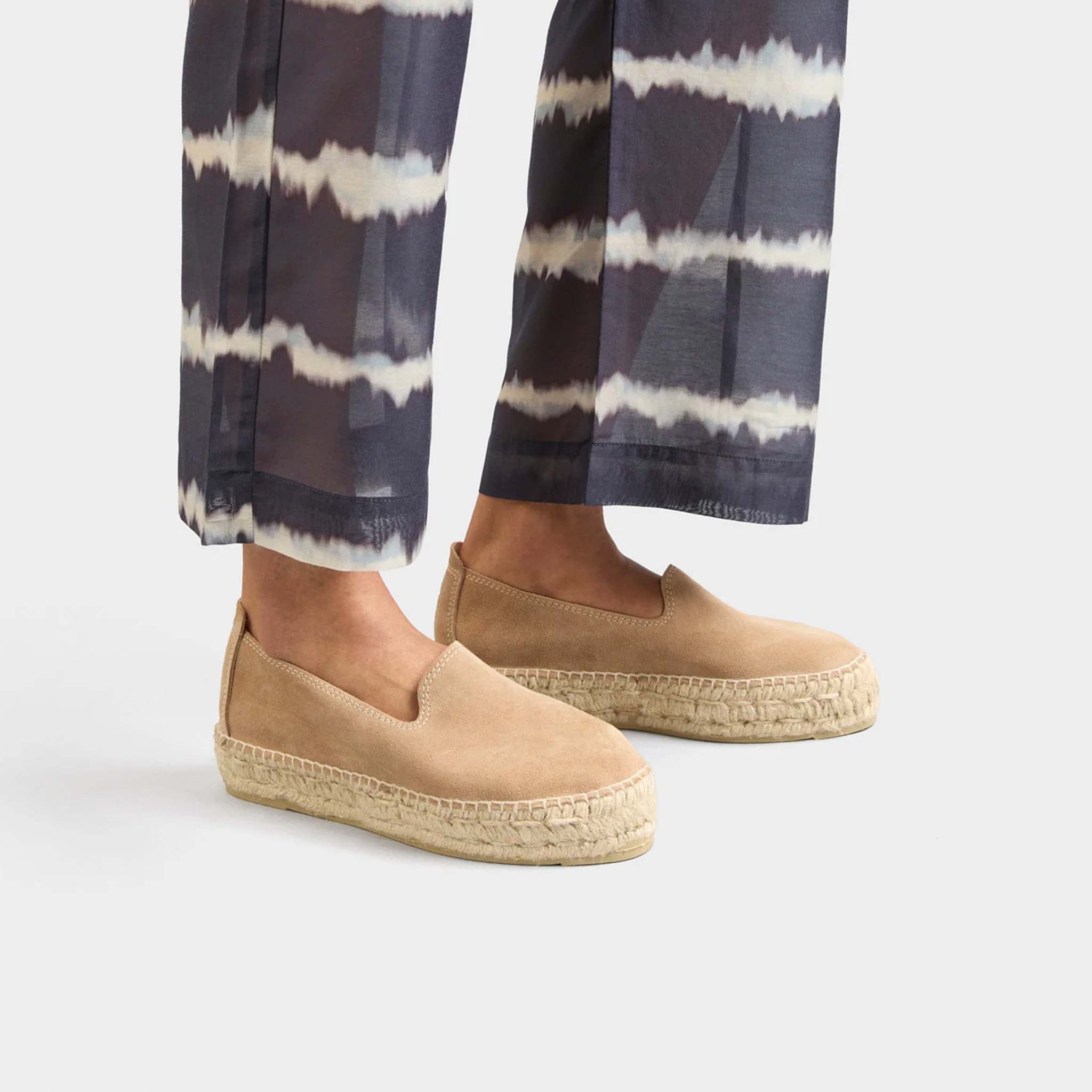 Double Sole Espadrille in Suede Taupe