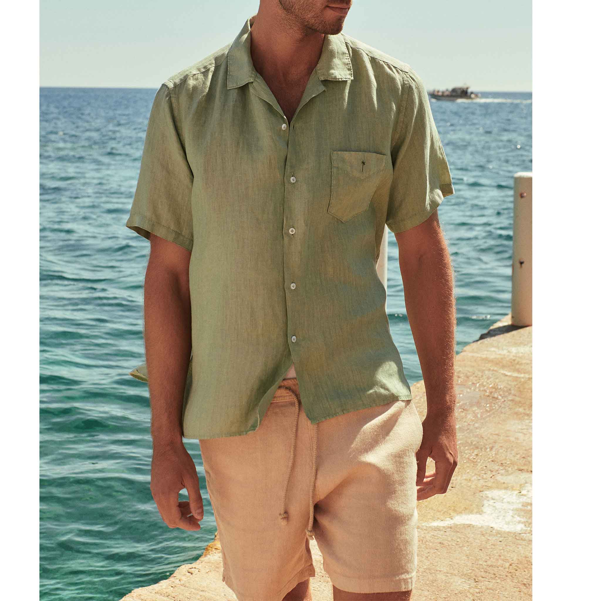 Havana Camp Collar Shirt in Military Green