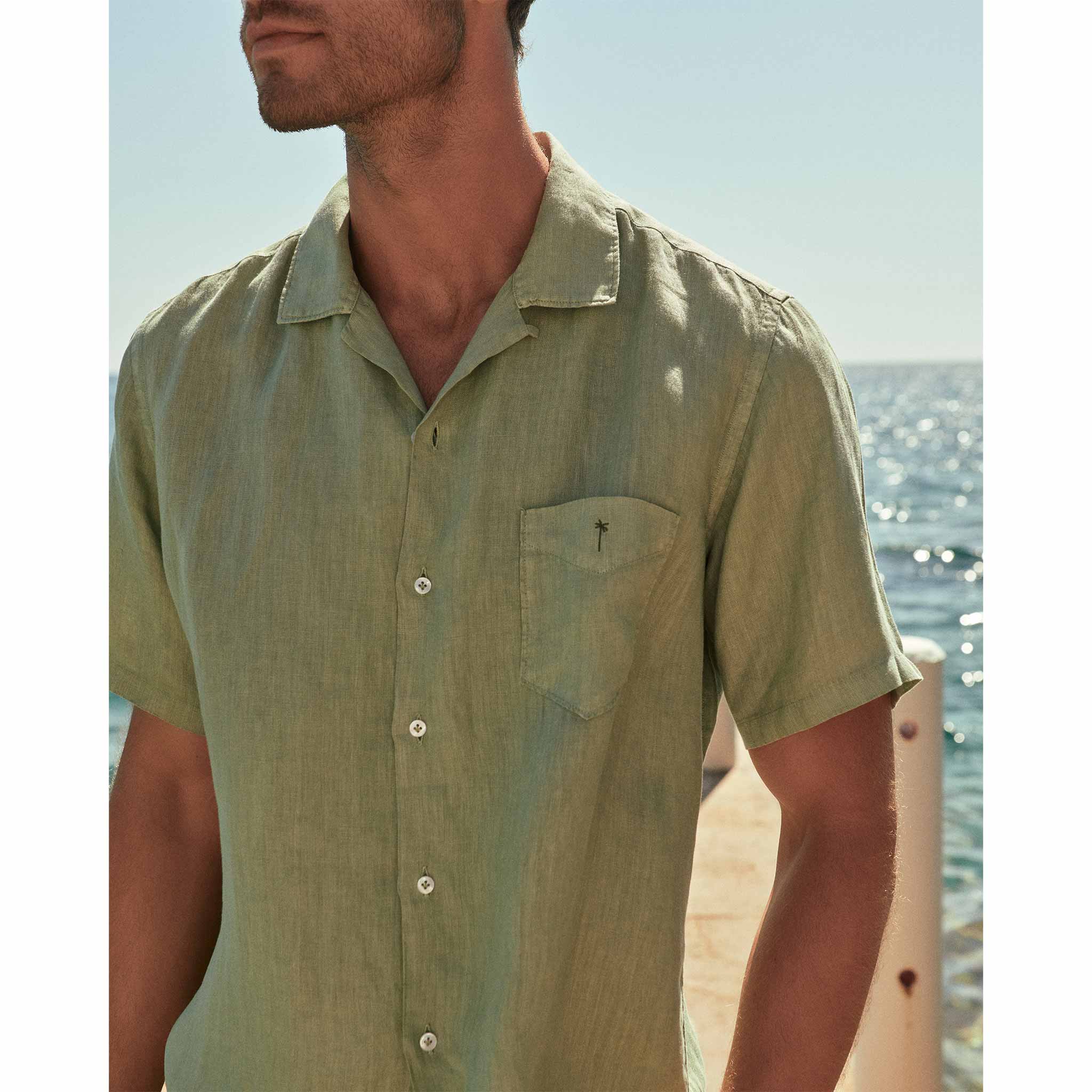 Havana Camp Collar Shirt in Military Green