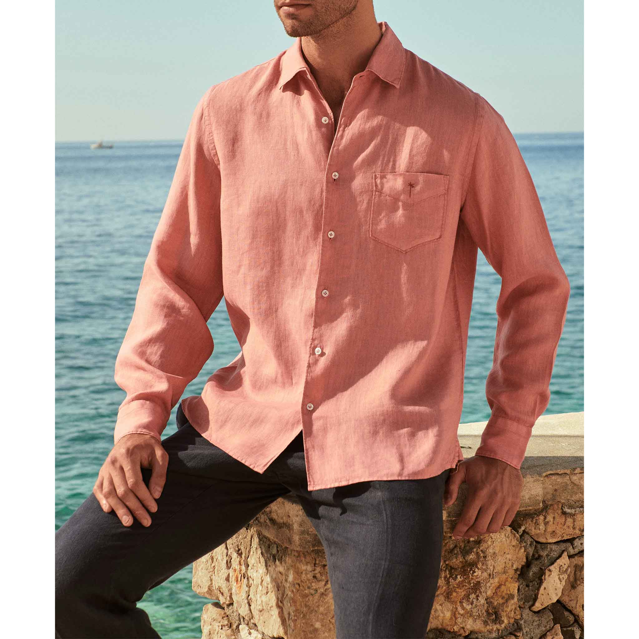 Panama Linen Shirt in Brick Dust