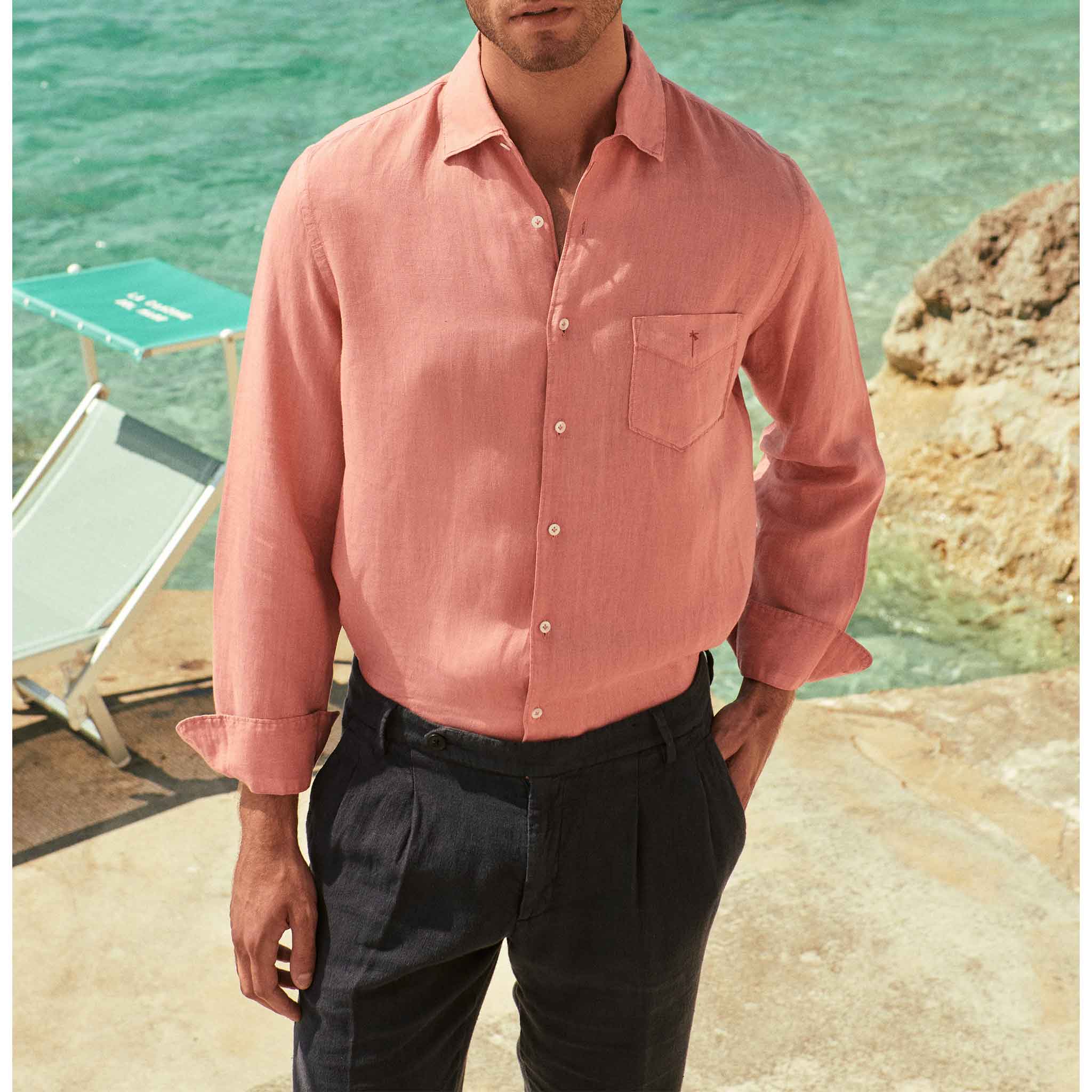 Panama Linen Shirt in Brick Dust