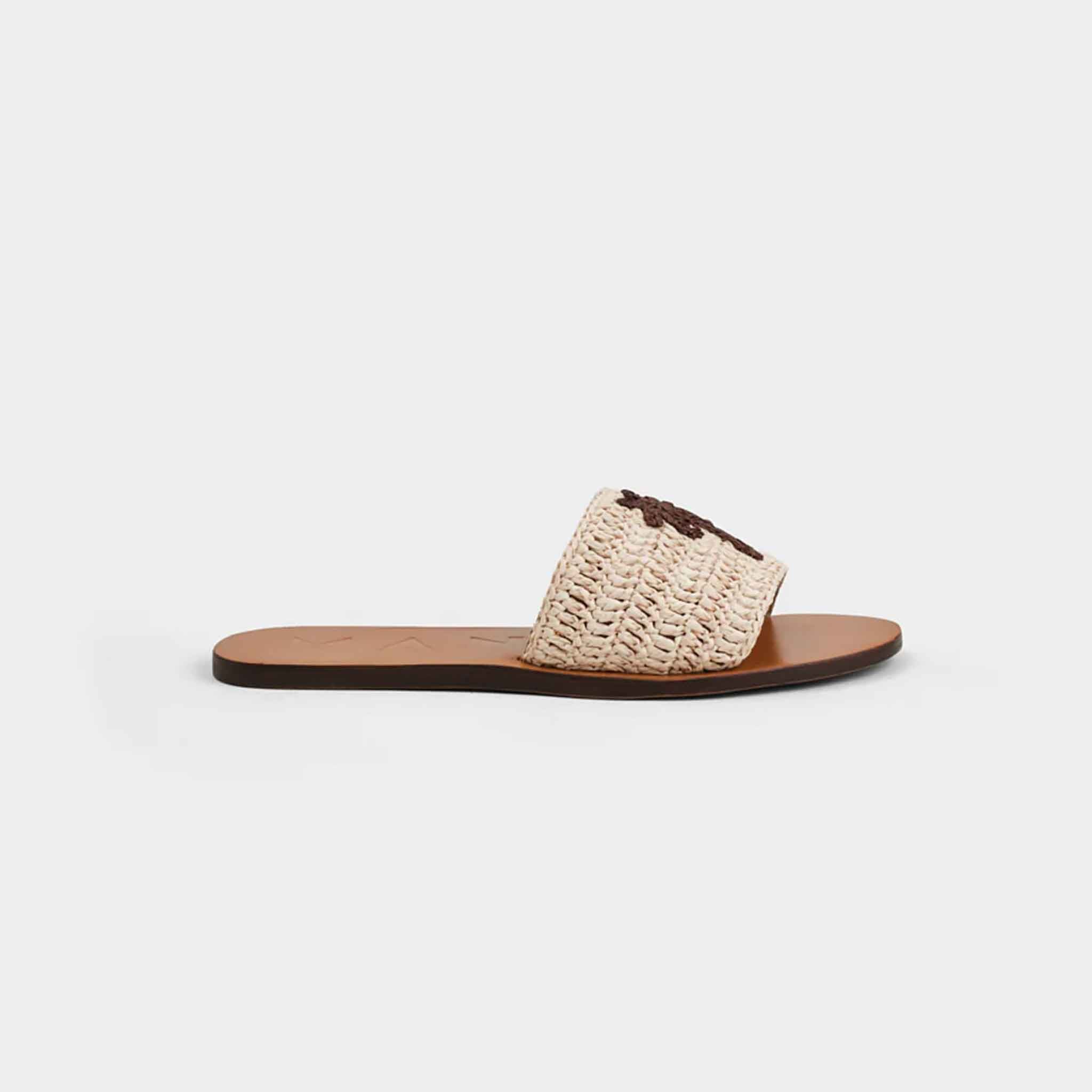 Leather Sandals in Raffia Palm