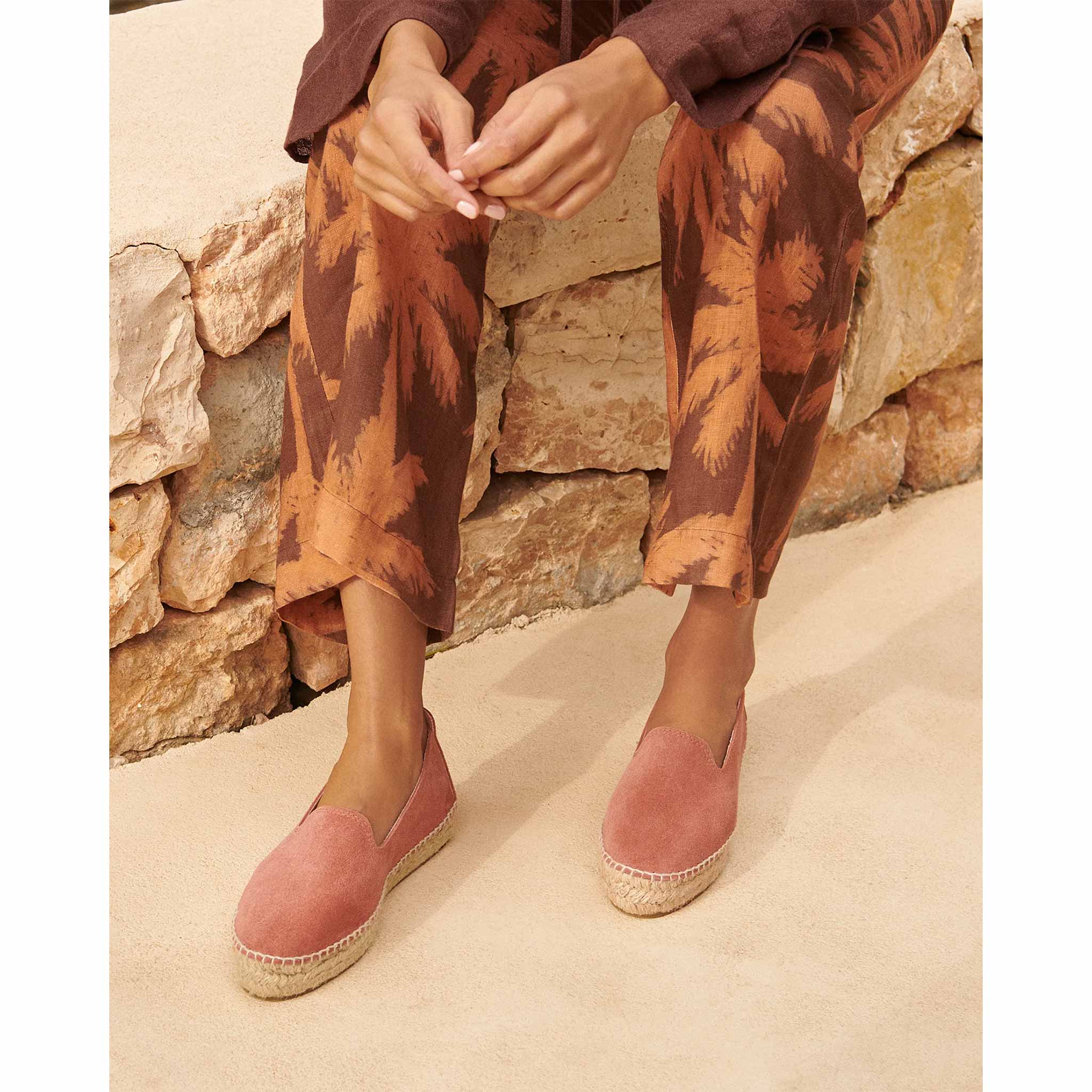 Double Sole Espadrilles in Suede Terracotta