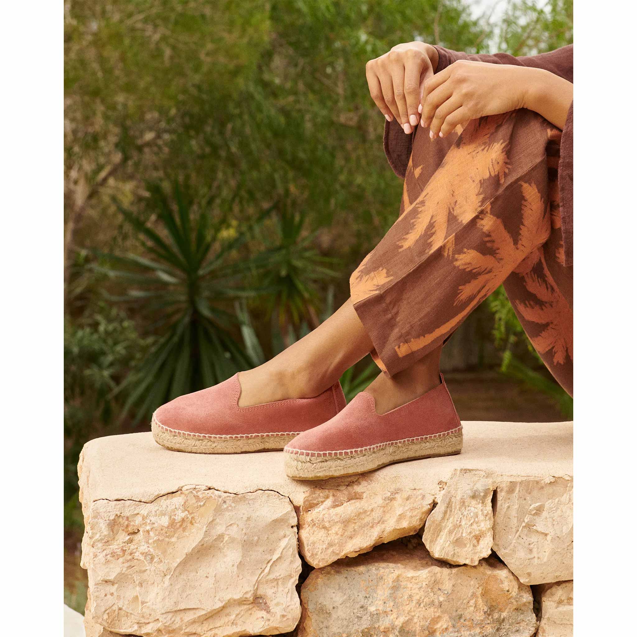 Double Sole Espadrilles in Suede Terracotta