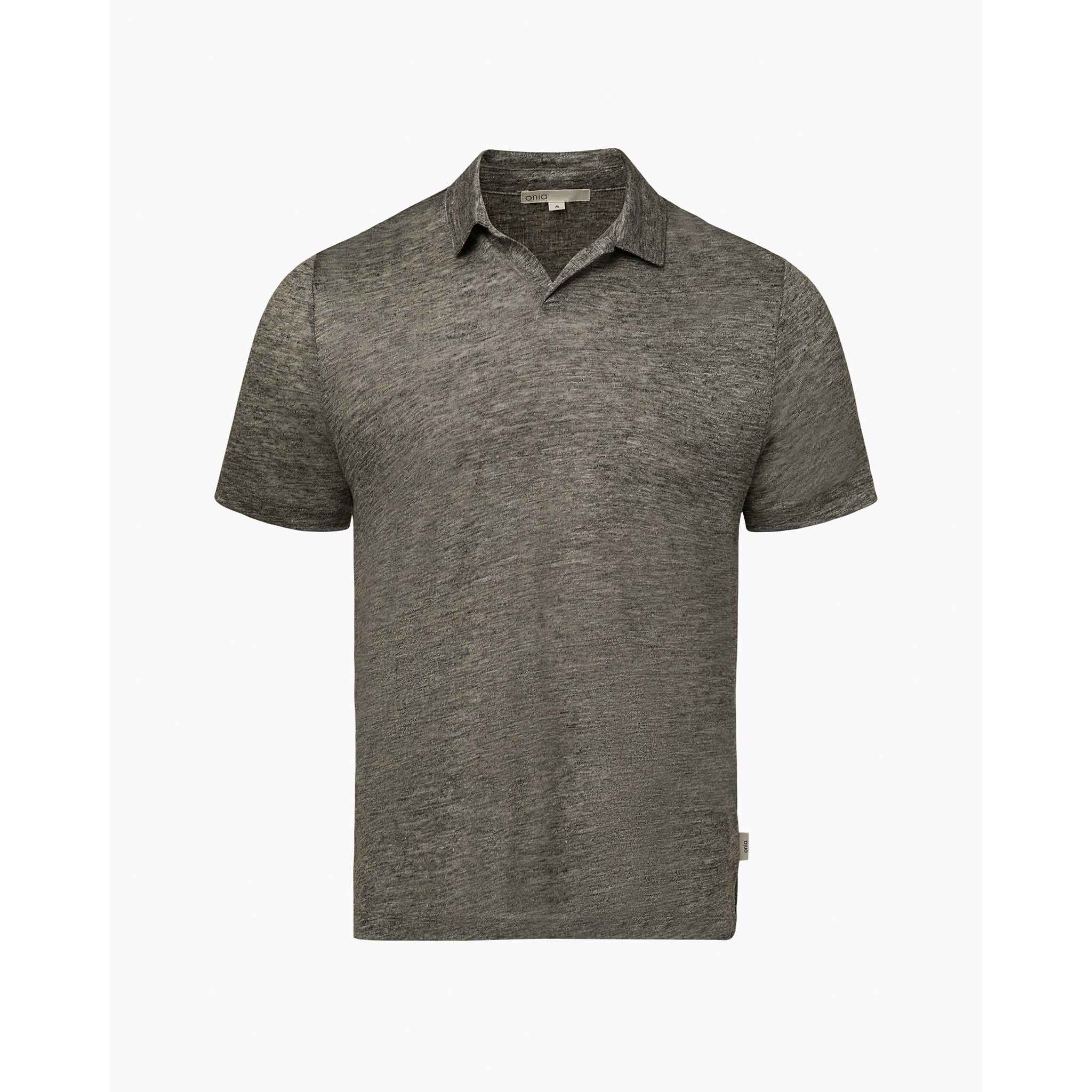 Shaun Linen Polo in Grey