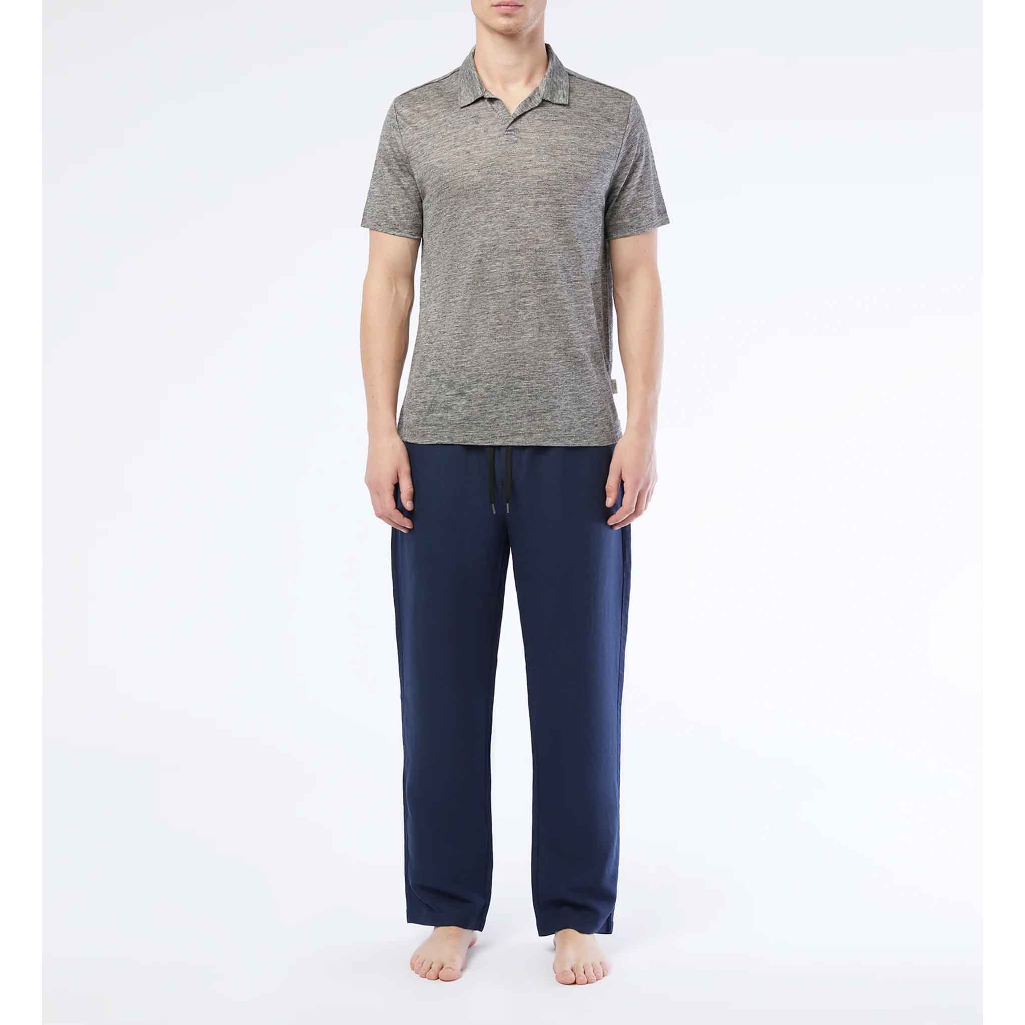 Shaun Linen Polo in Grey