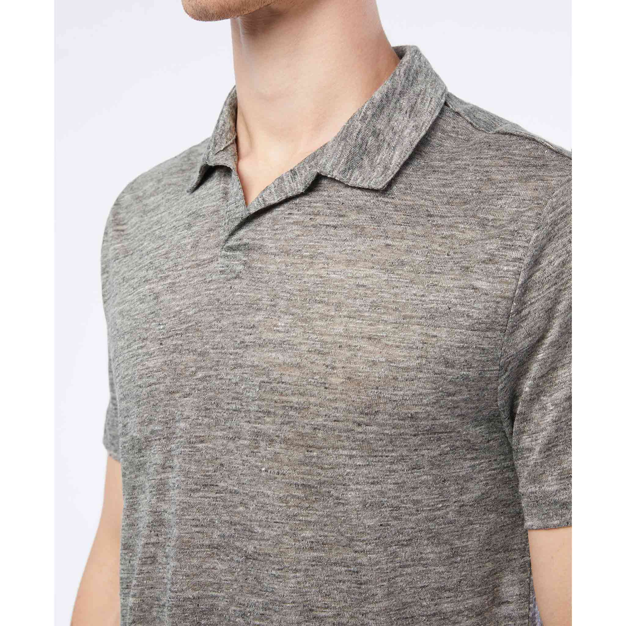 Shaun Linen Polo in Grey