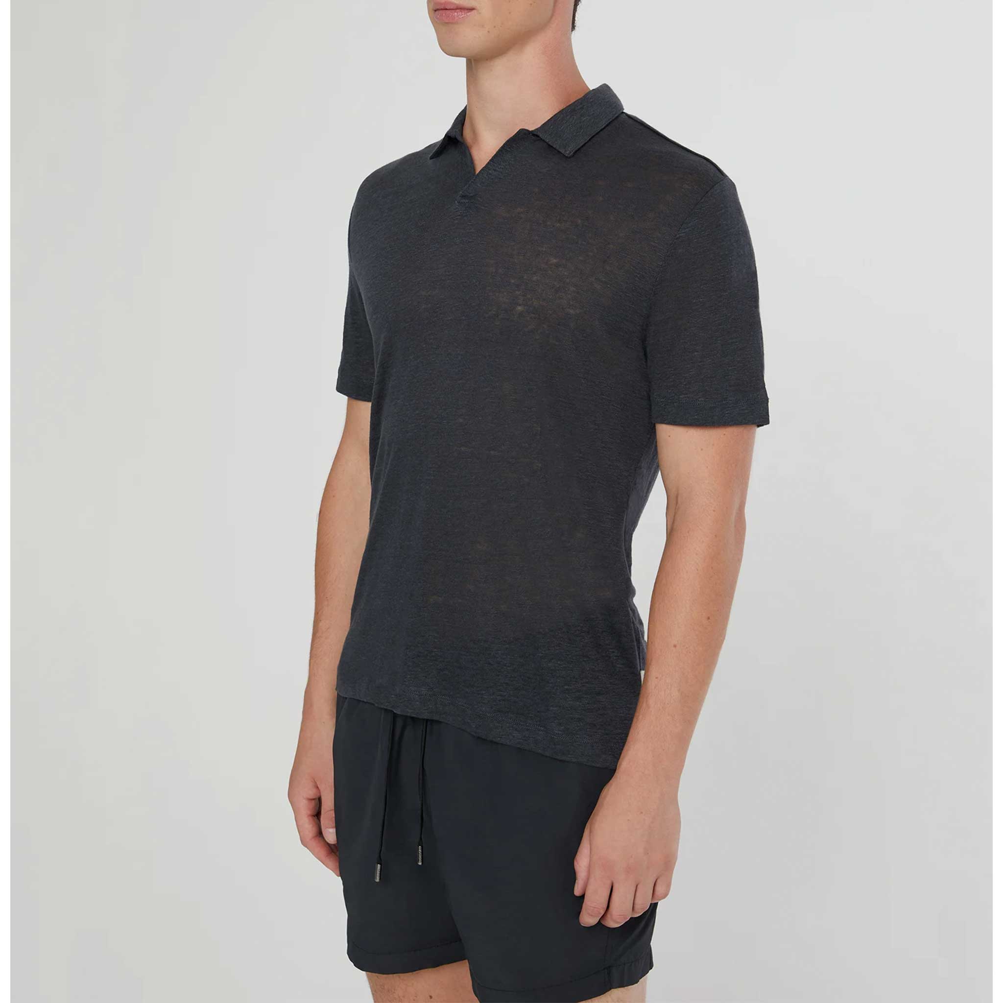 Shaun Linen Polo in Gunmetal