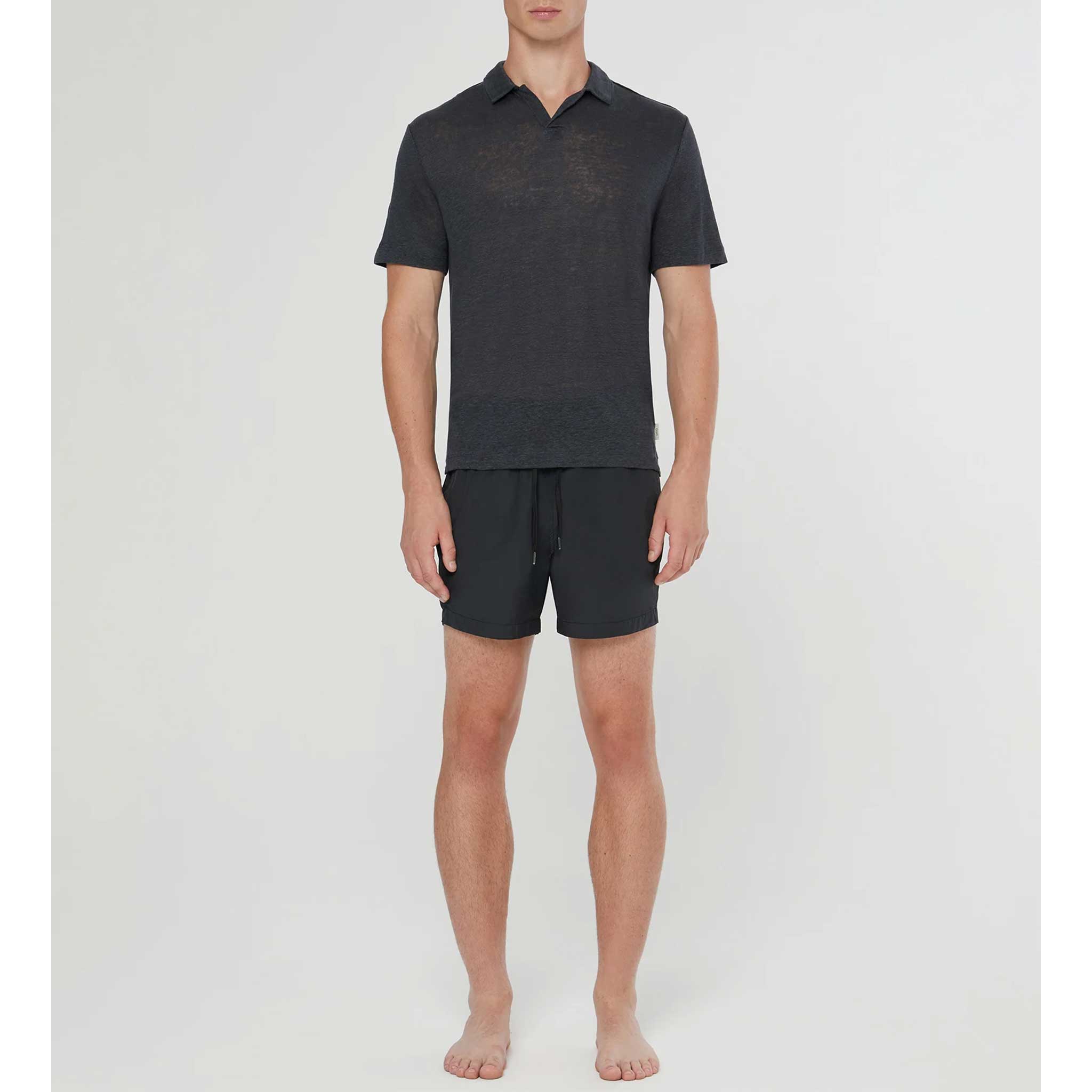 Shaun Linen Polo in Gunmetal
