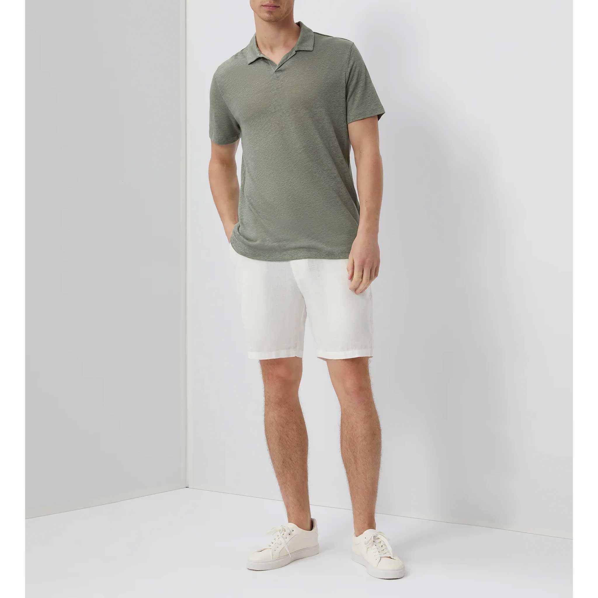 Shaun Linen Polo in Sage