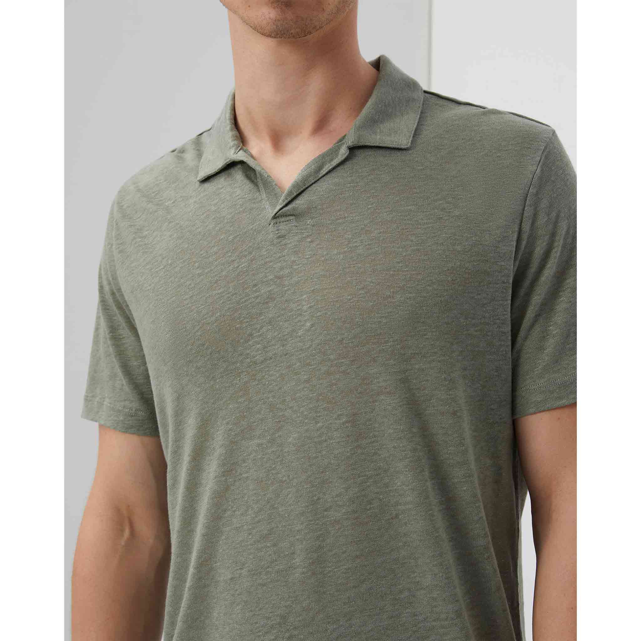 Shaun Linen Polo in Sage
