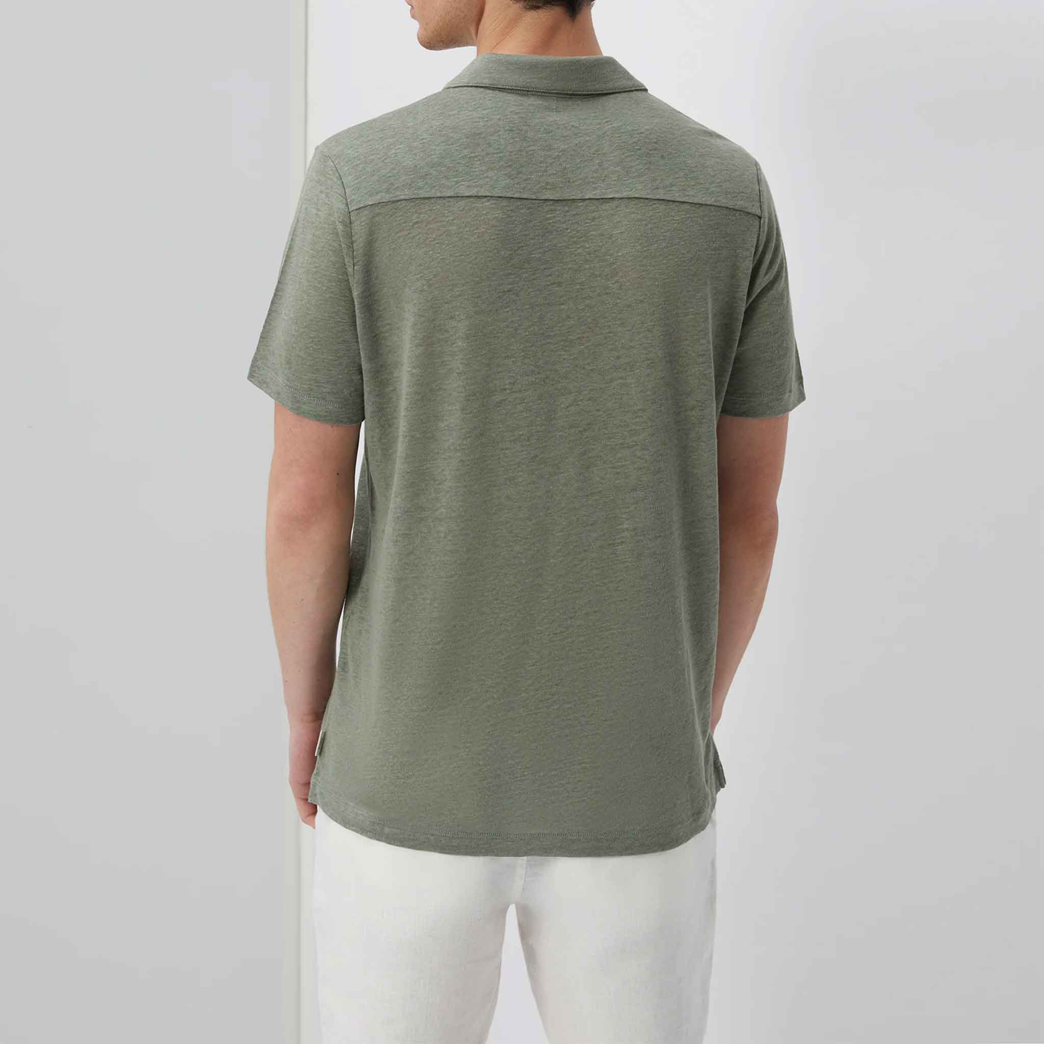 Shaun Linen Polo in Sage