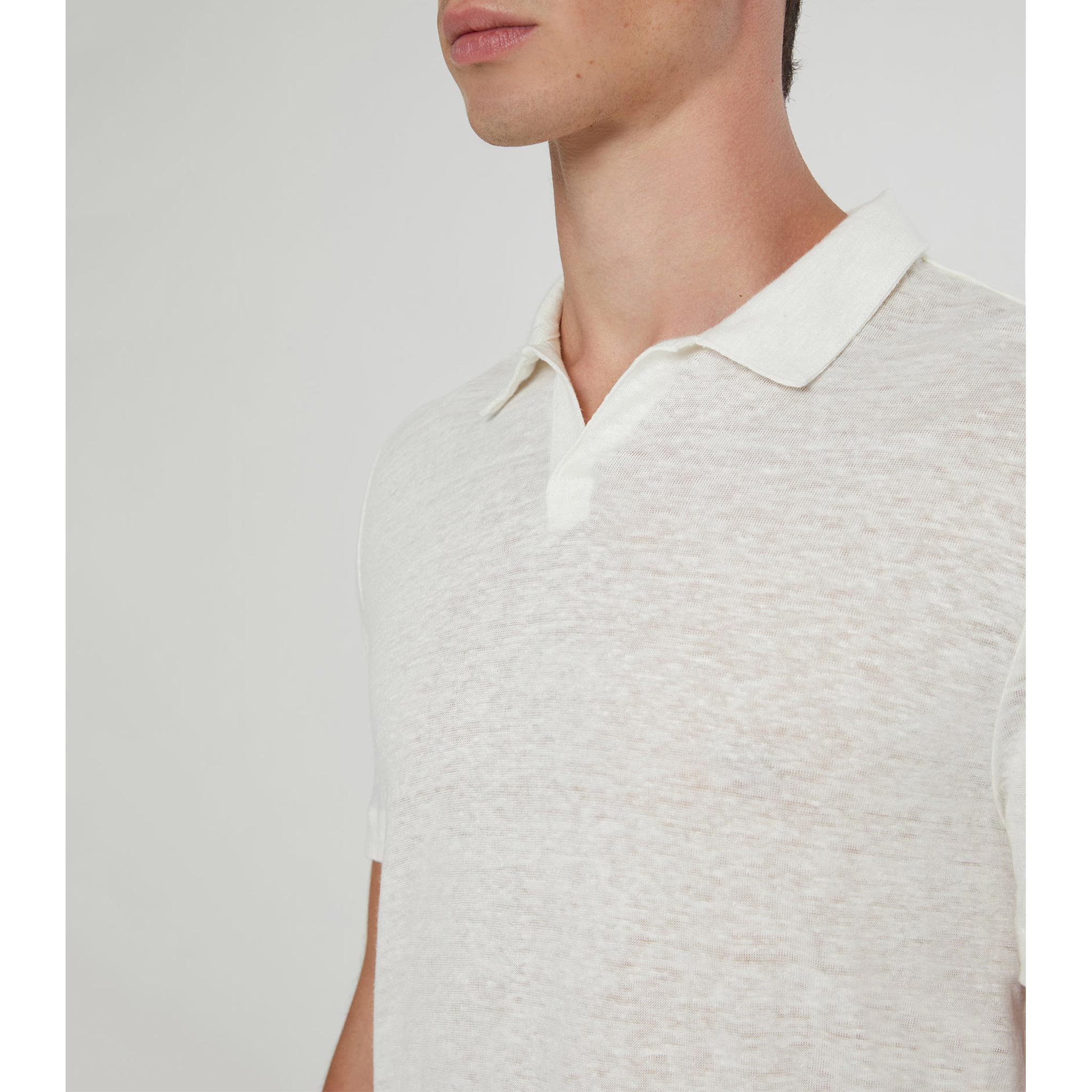 Shaun Linen Polo in White