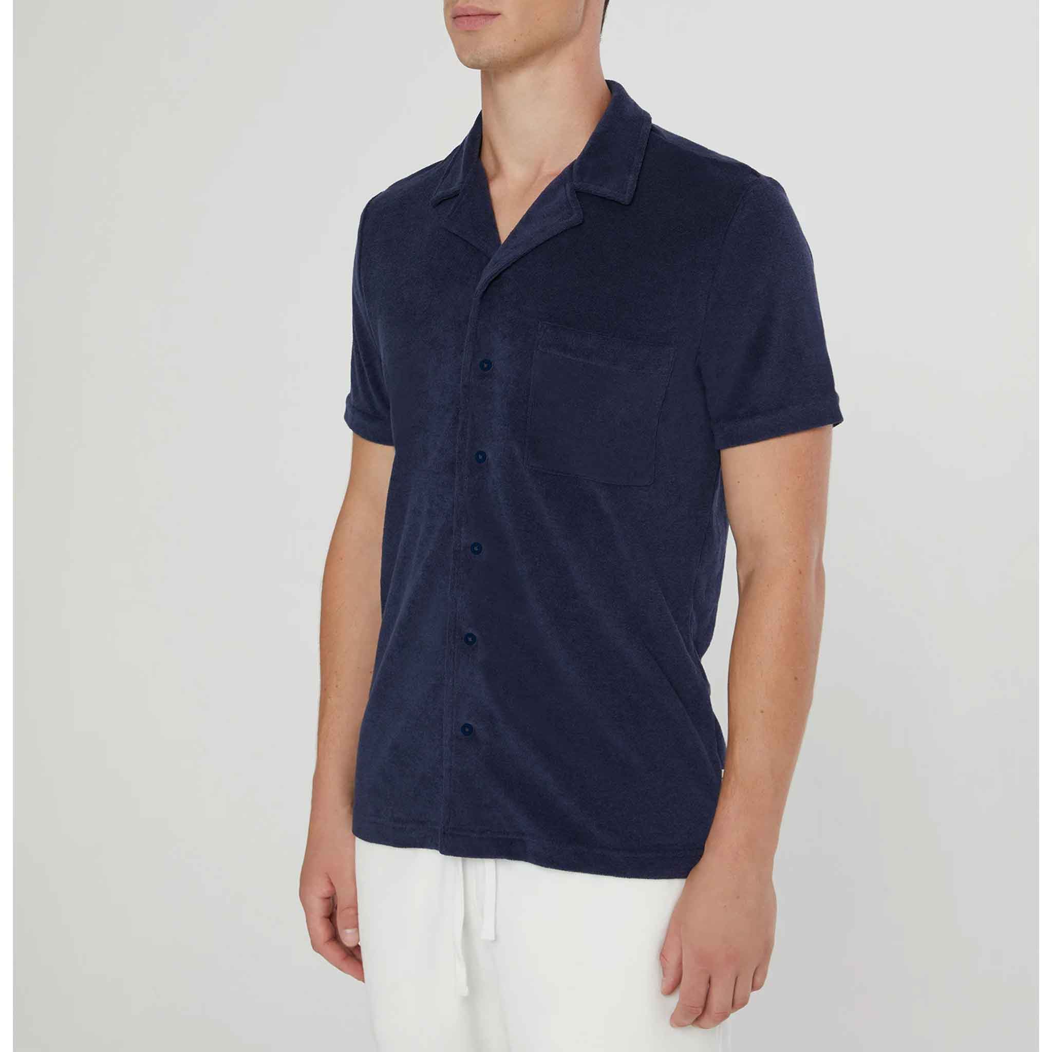 Towel Terry Camp Shirt in Navy