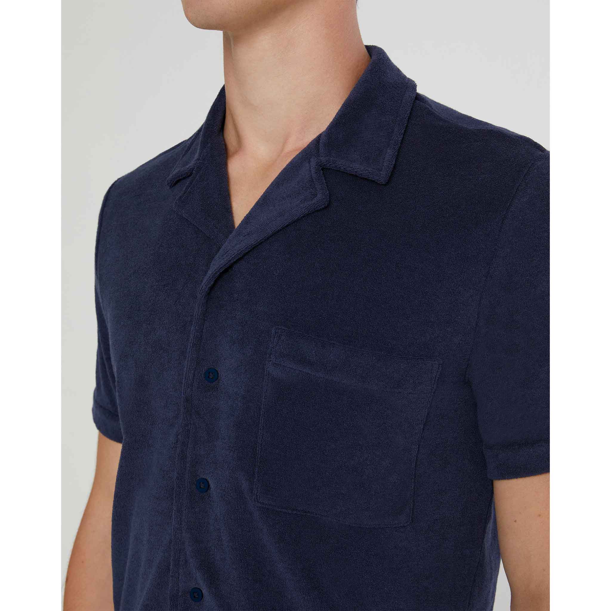 Towel Terry Camp Shirt in Navy
