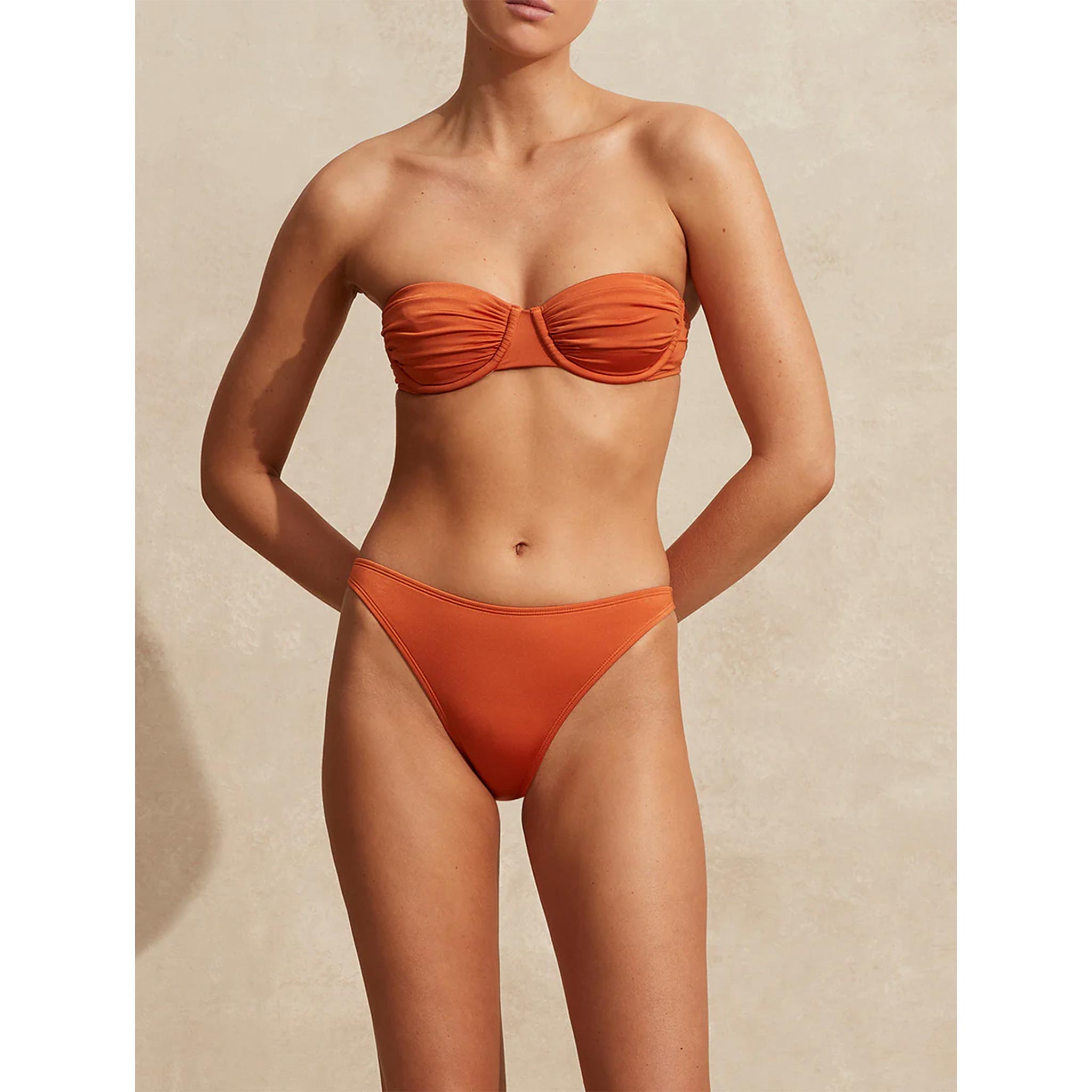 Ruched Underwire Bandeau in Melon