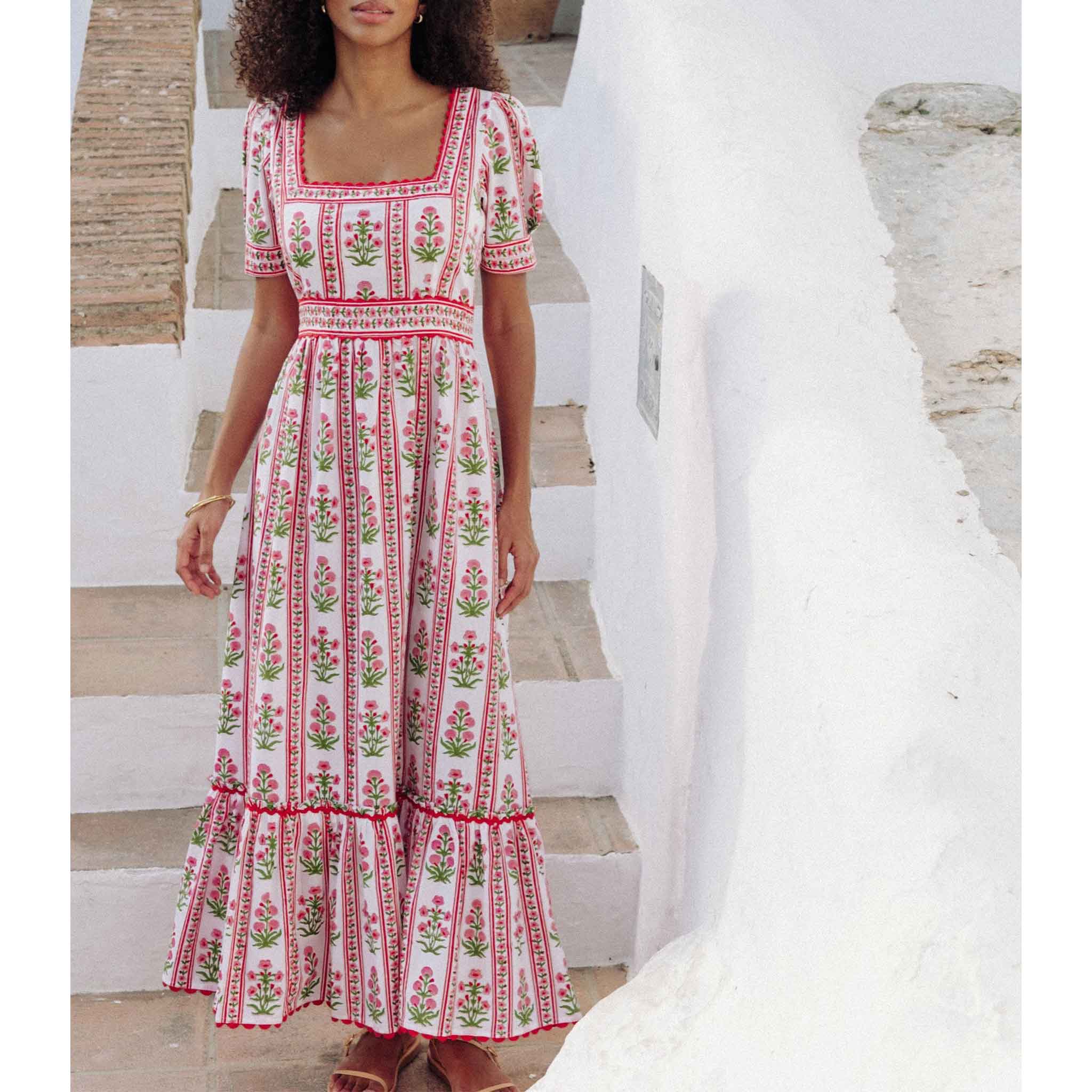 Evelyn Dress in Ruby Buta