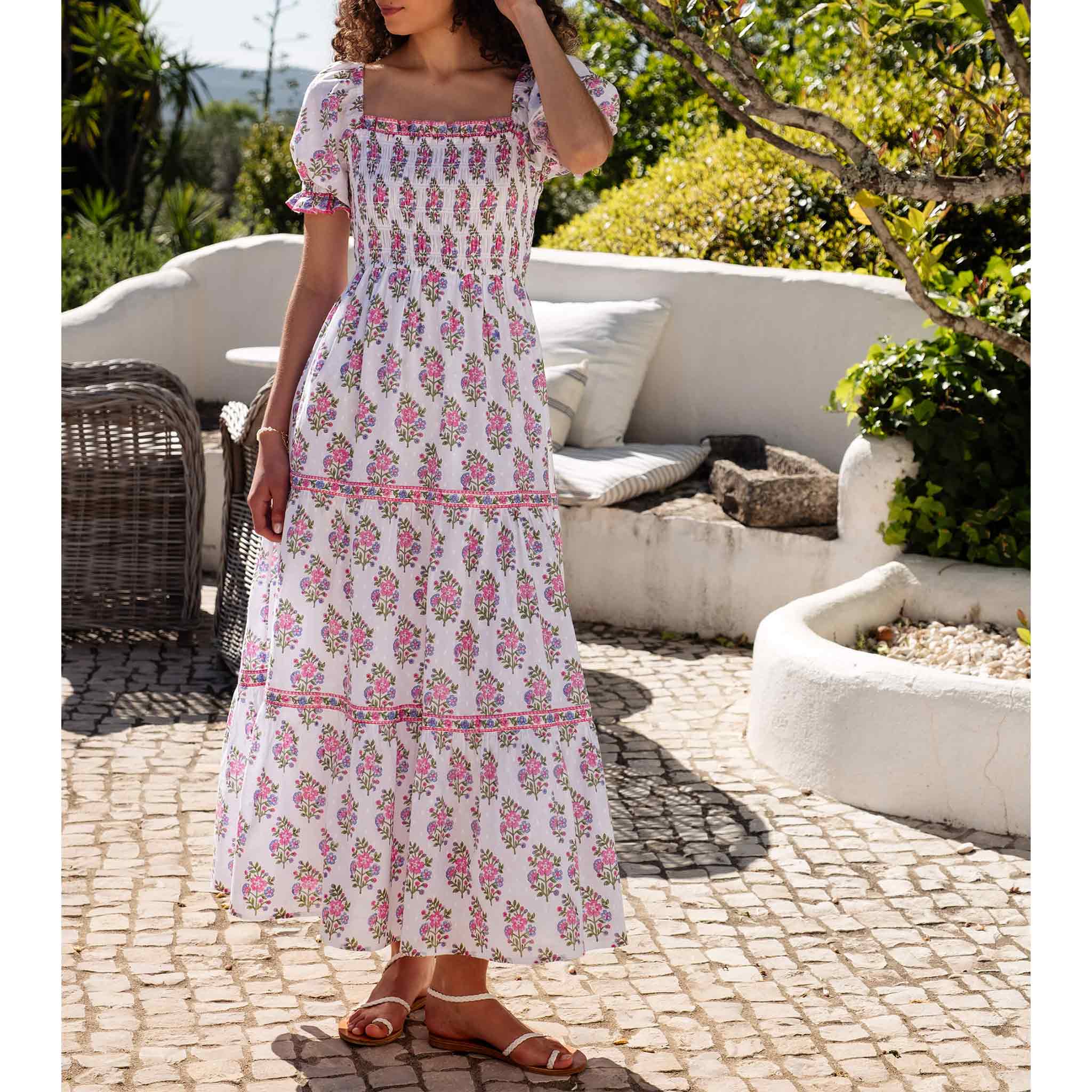 Palermo Dress in Schiffly Folk Posey